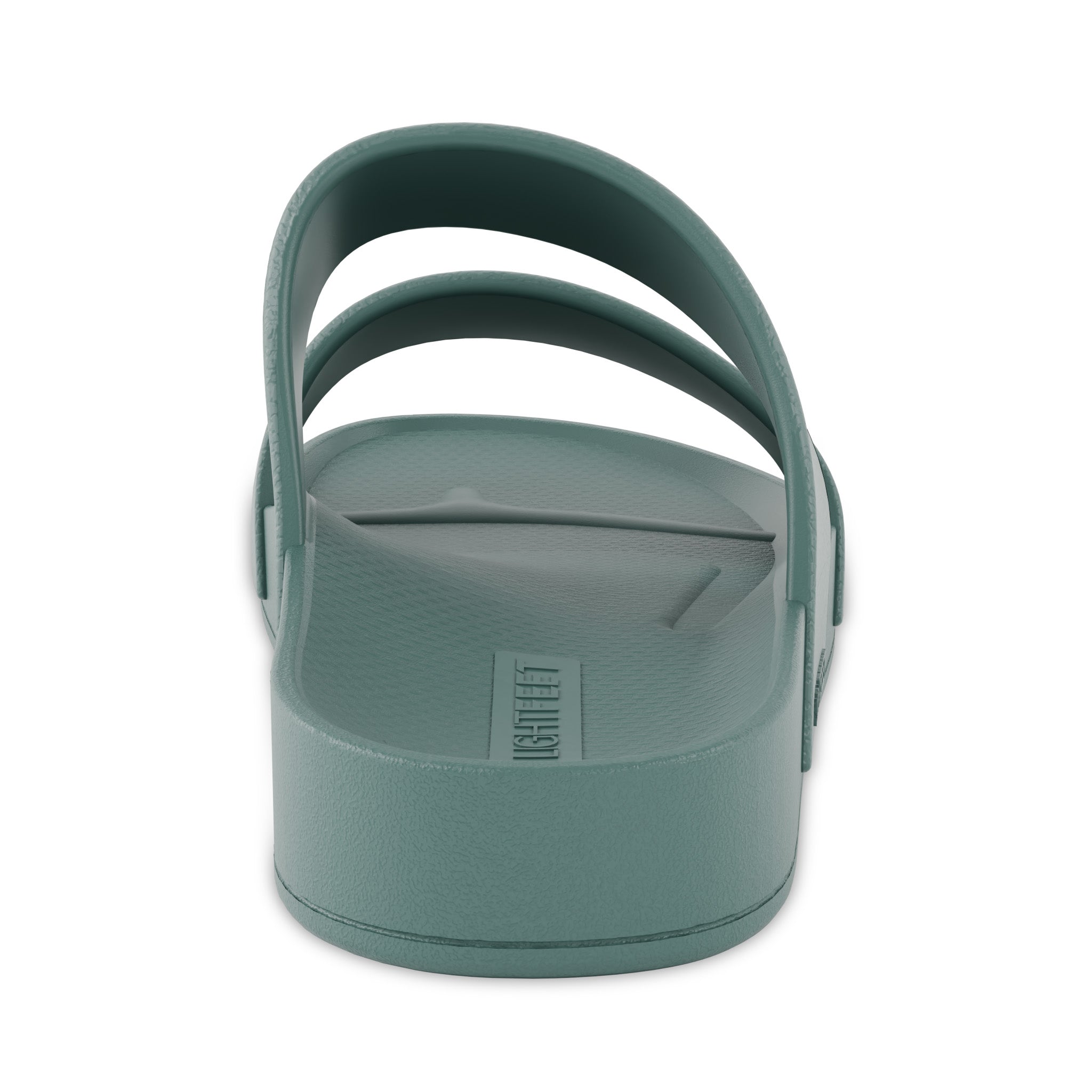Green sandal with a strap on a white background