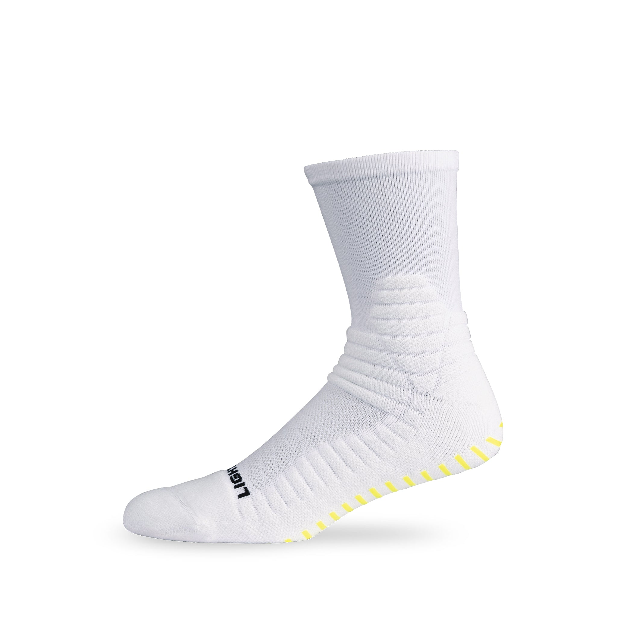 Side view of Lightfeet Netball White Half Crew Sock