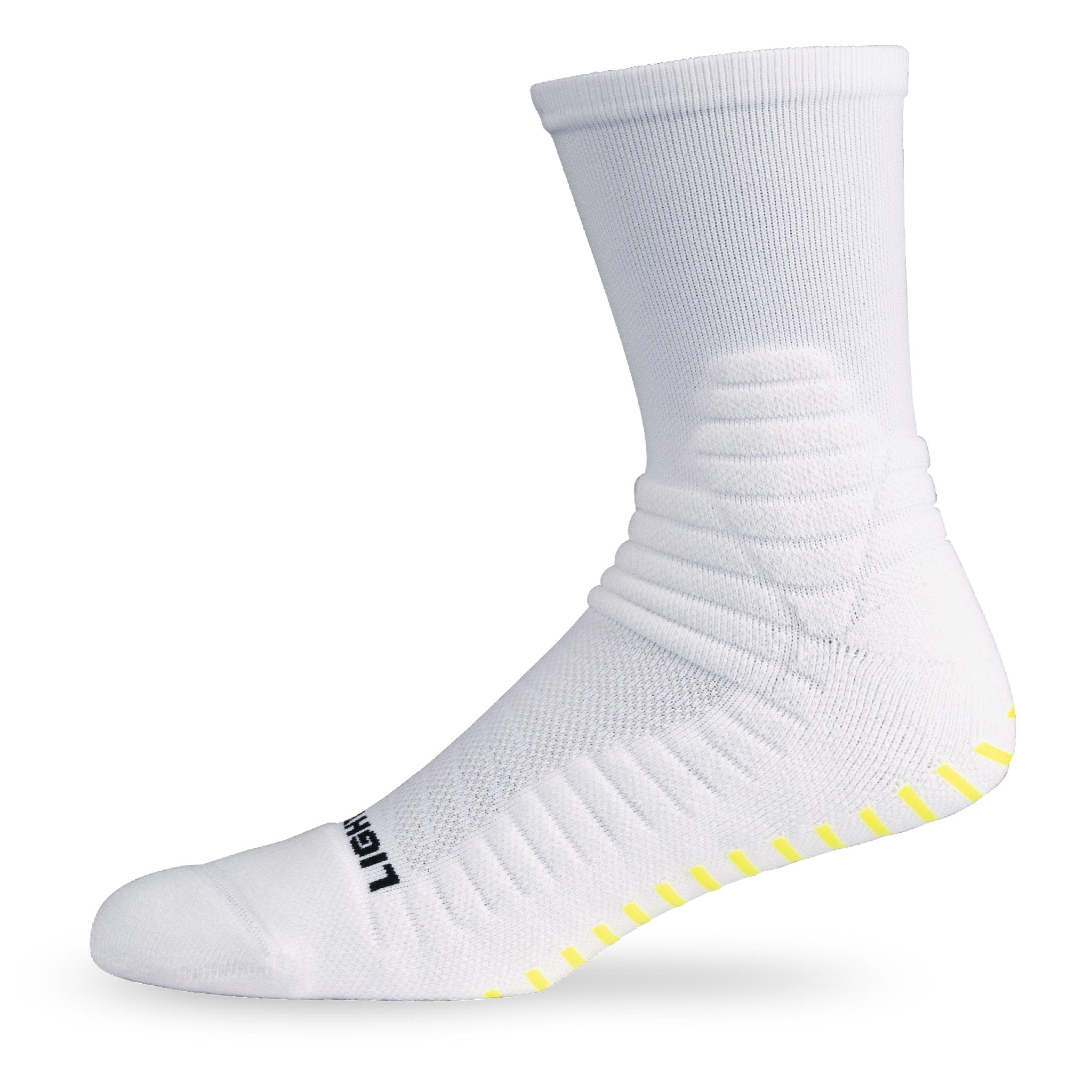 Side view of Lightfeet Netball White Half Crew Sock