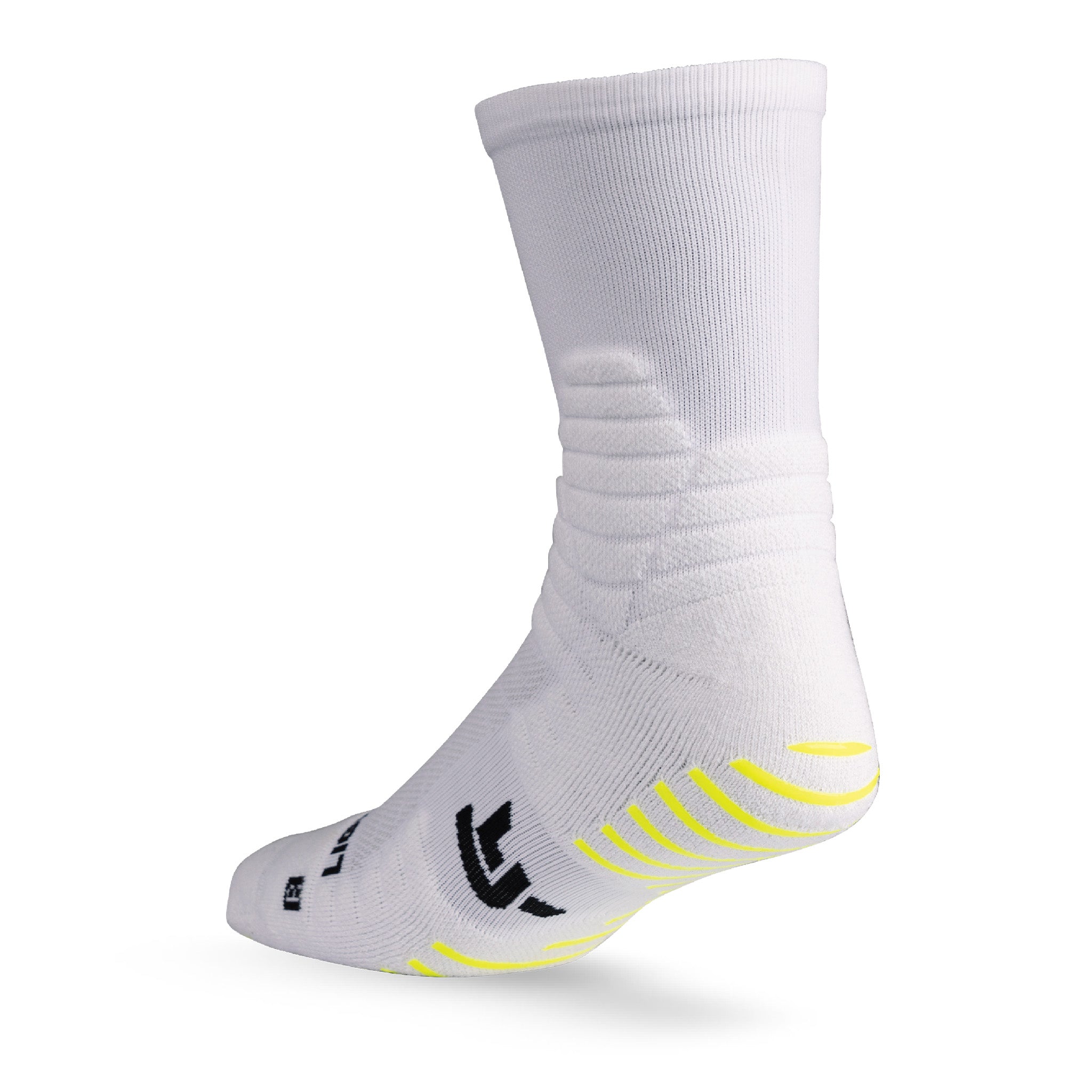 Heel view of Lightfeet Netball White Half Crew Sock
