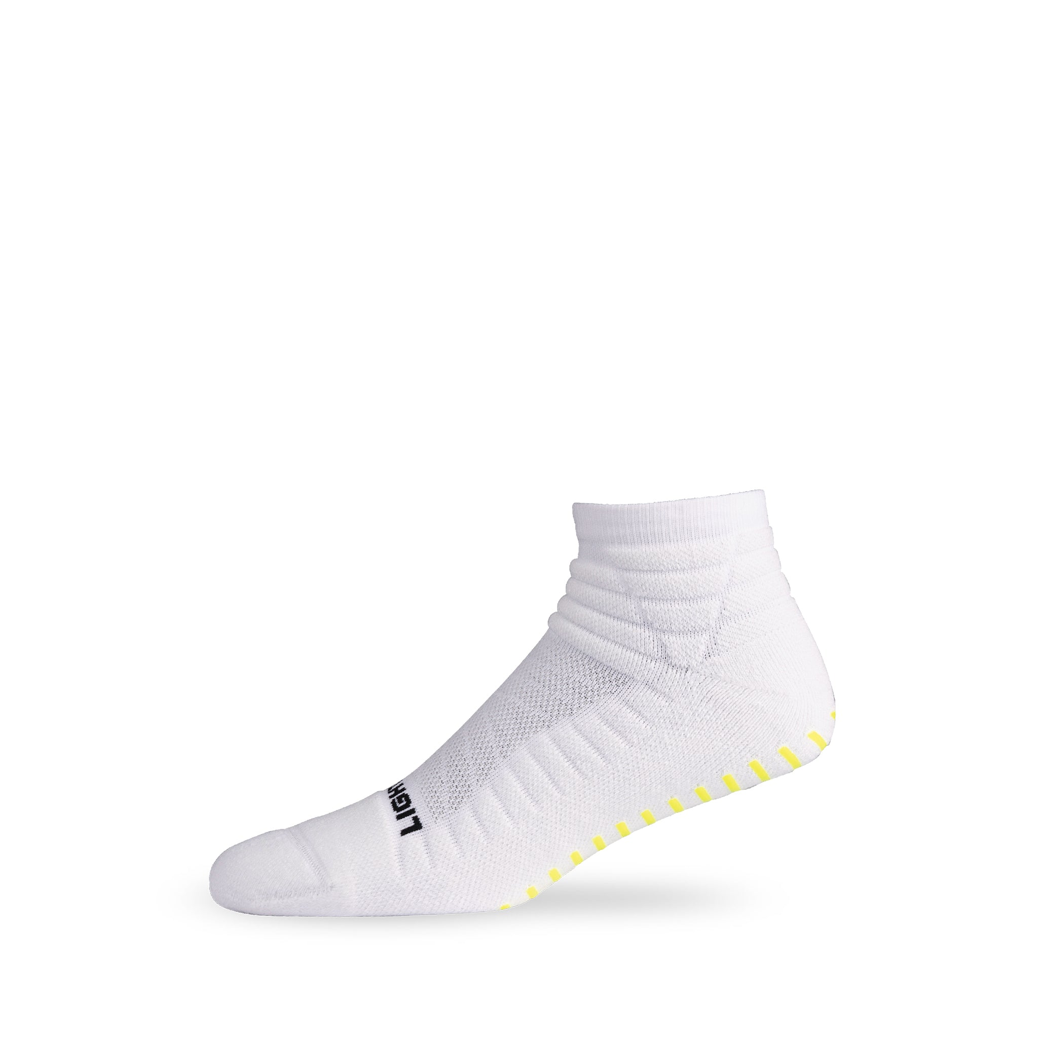 Side view of Lightfeet Netball White Mini Crew Sock