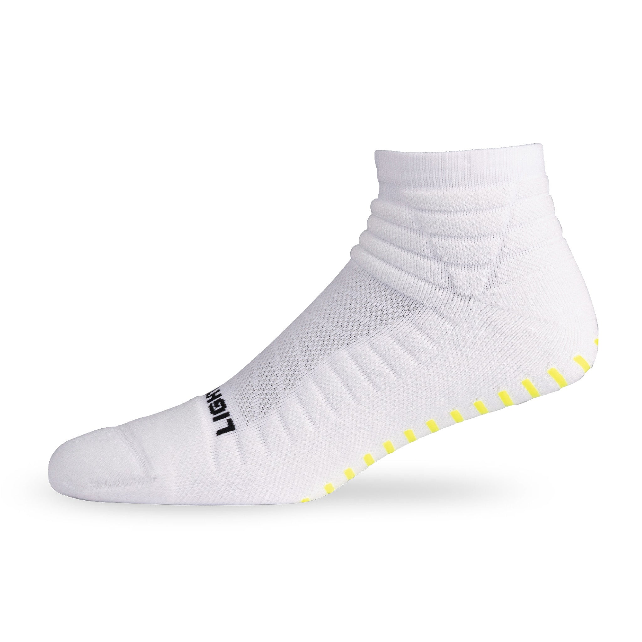 Side view of Lightfeet Netball White Mini Crew Sock