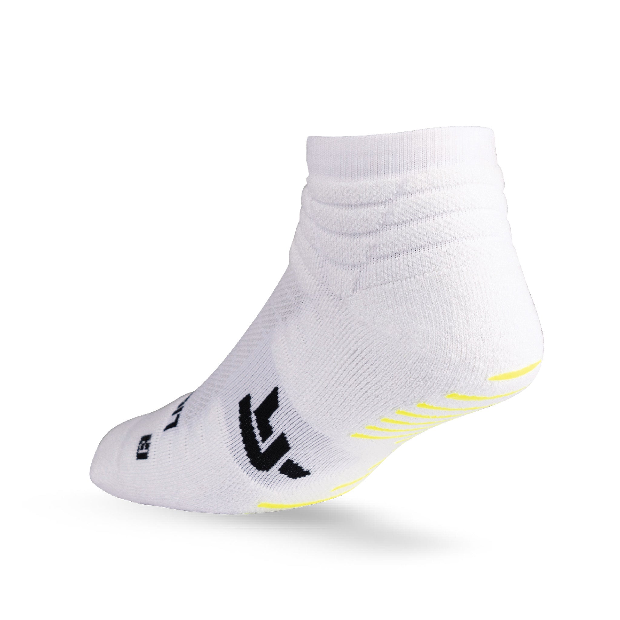 Heel view of Lightfeet Netball White Mini Crew Sock