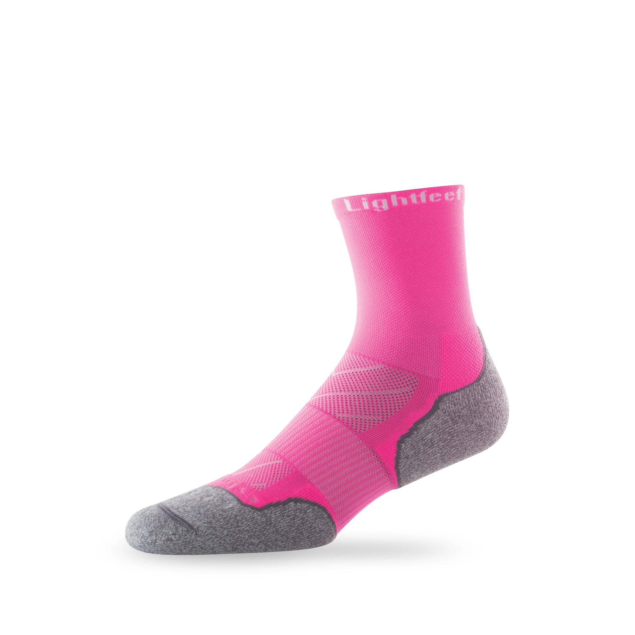 Side view of Lightfeet Evolution Fluro Pink Half Crew Sock