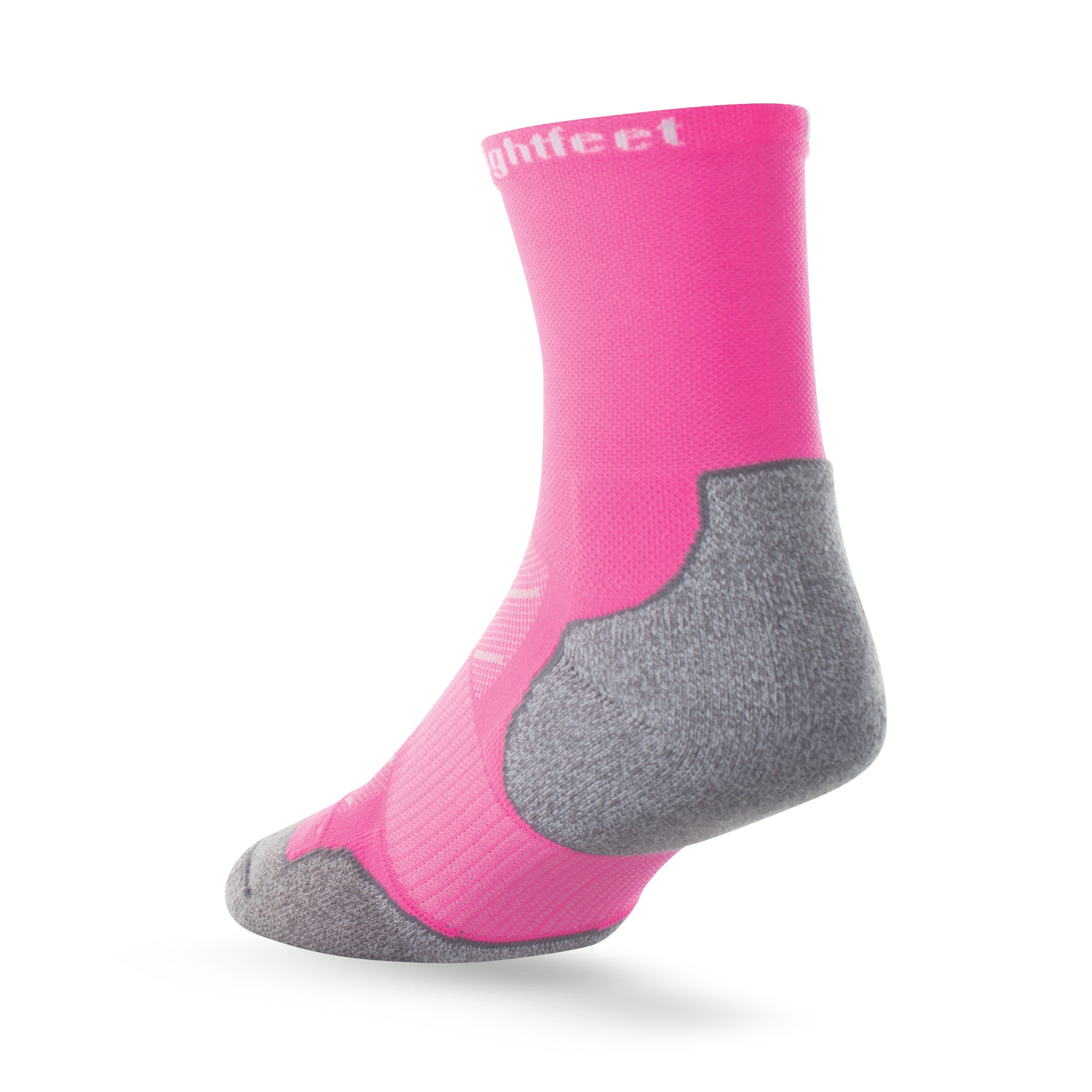Heel view of Lightfeet Evolution Fluro Pink Half Crew Sock
