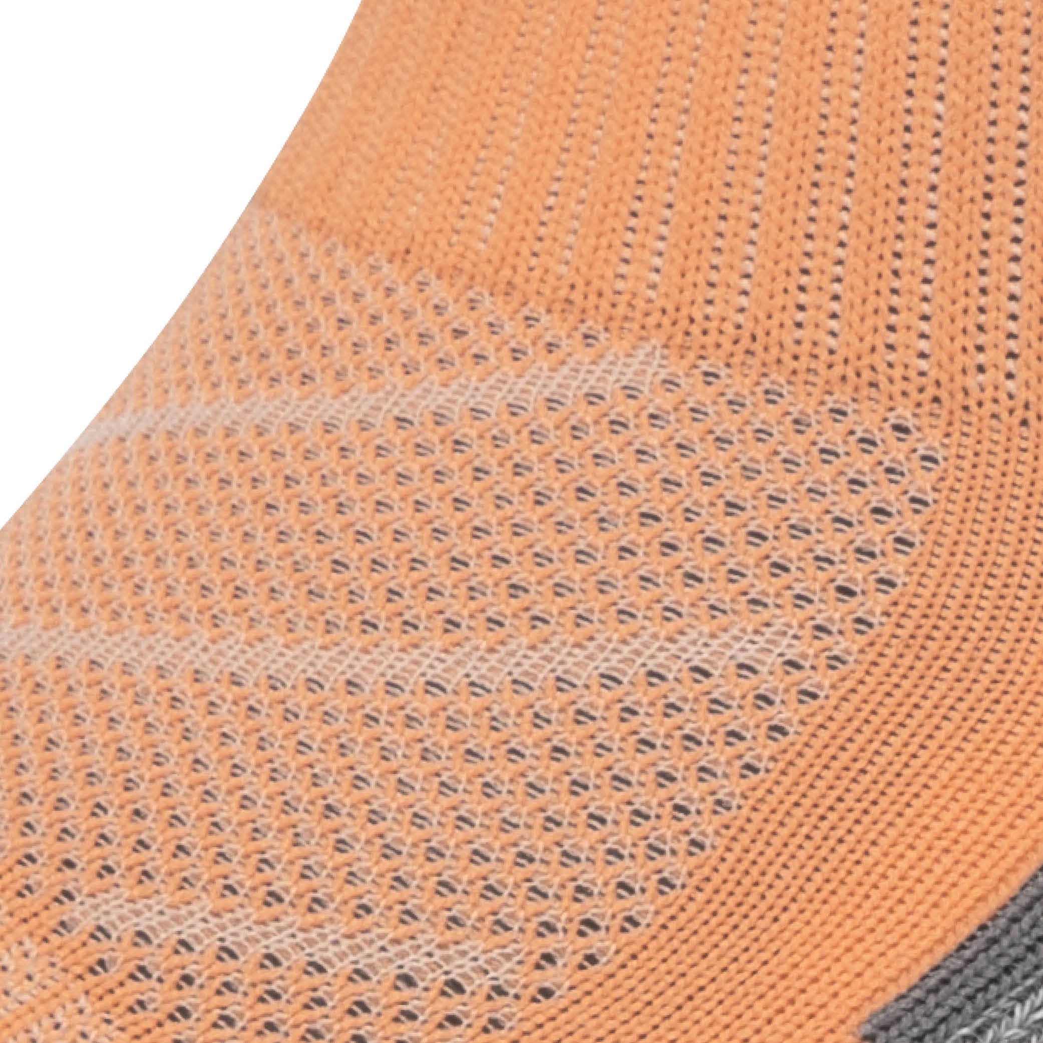 Close up view of mesh on Lightfeet Evolution Peach Mini Crew Performance Running Sock