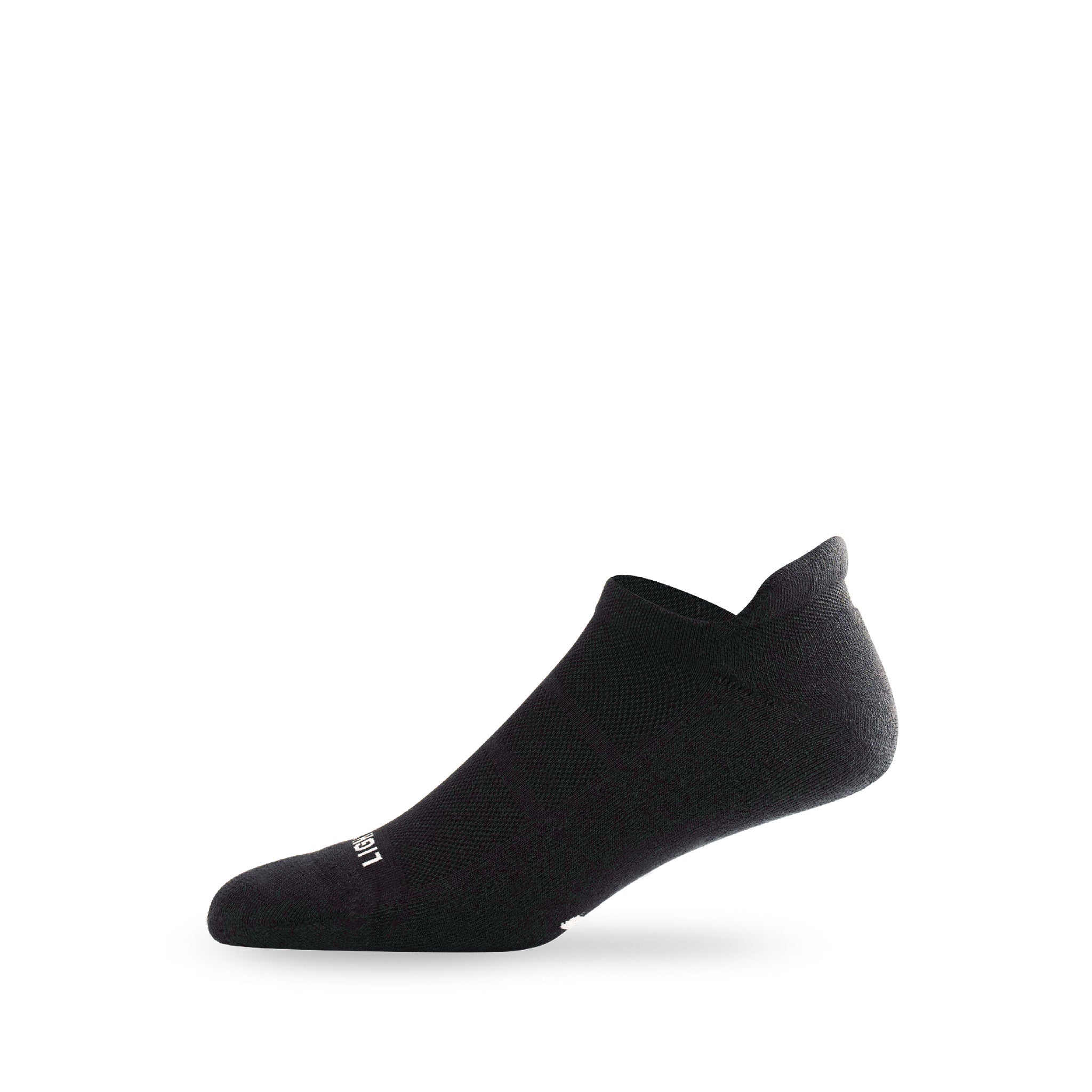 Side view of Lightfeet Comfort Black Ankle Socks