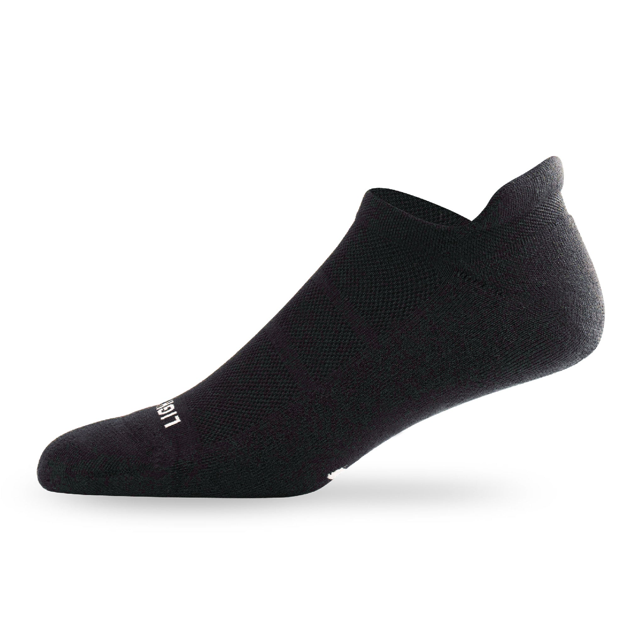 Side view of Lightfeet Comfort Black Ankle Socks