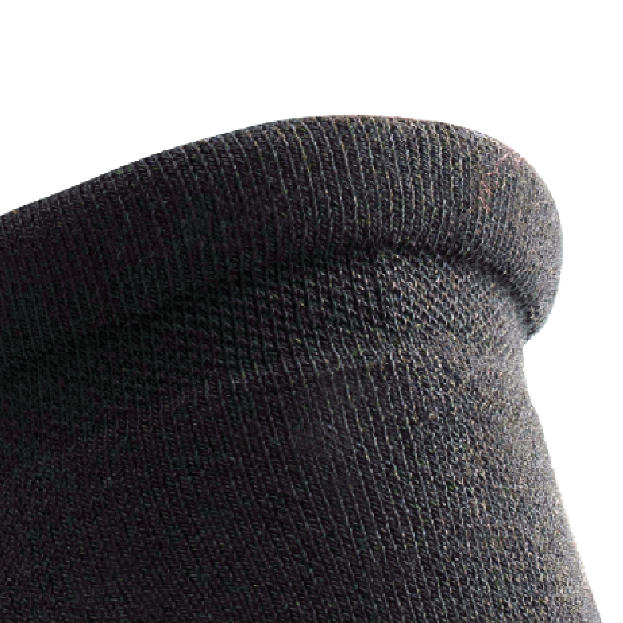 Close up view of comfort heel padding of Lightfeet Comfort Black Ankle Socks