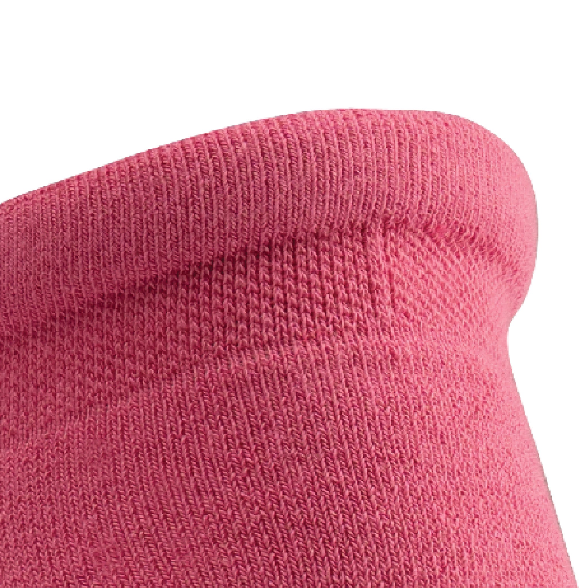 Close up view of comfort heel padding of Lightfeet Comfort Pink Ankle Socks