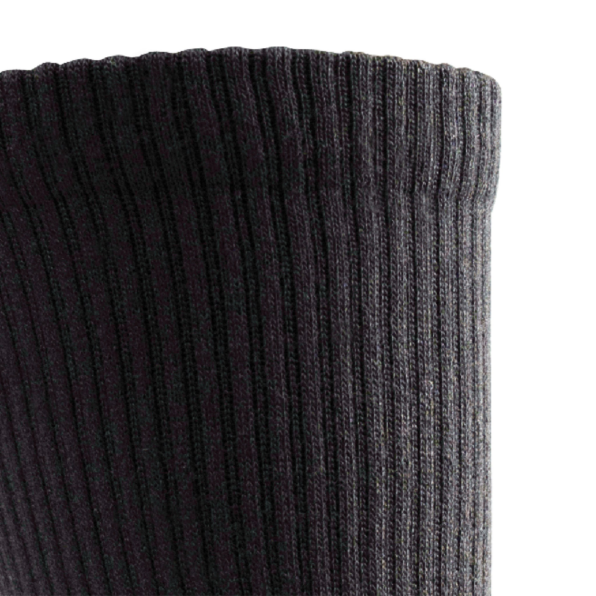 Close up view of cuff of Lightfeet Comfort Black Crew Socks