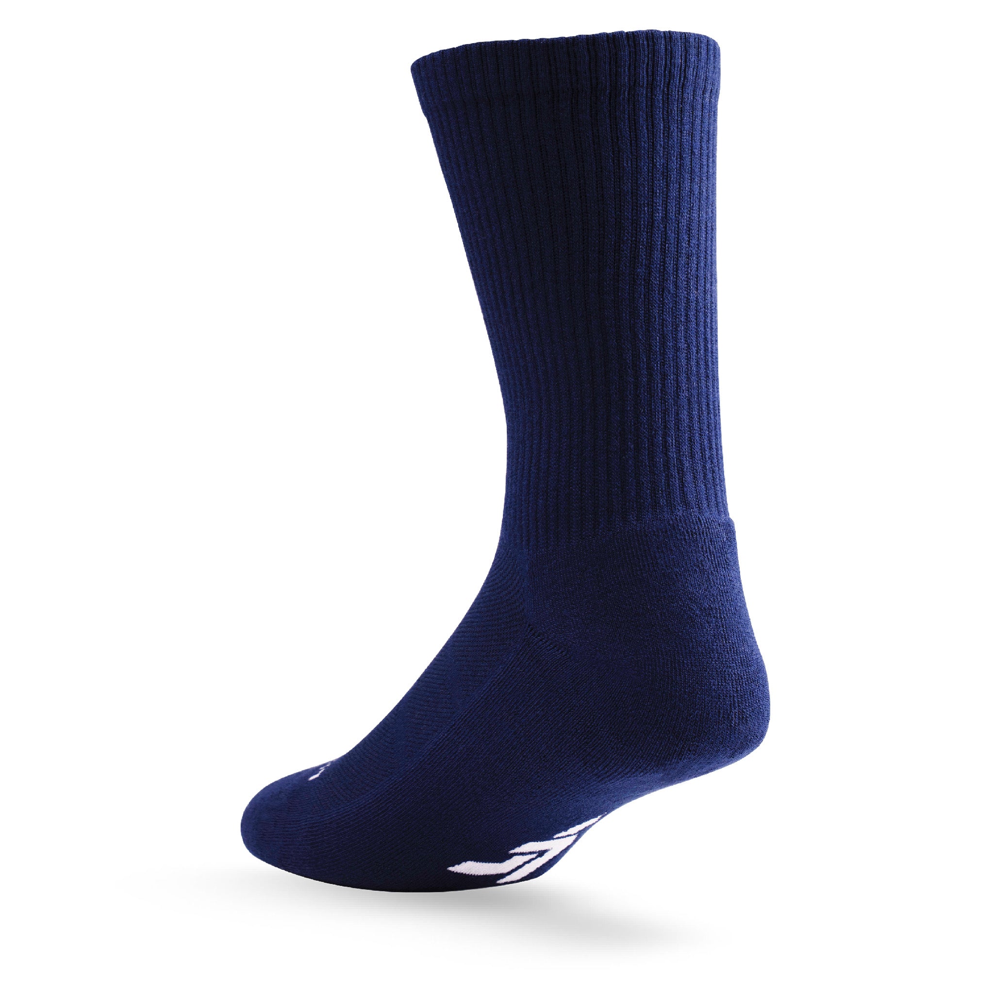 Heel view of Lightfeet Comfort Navy Crew Socks