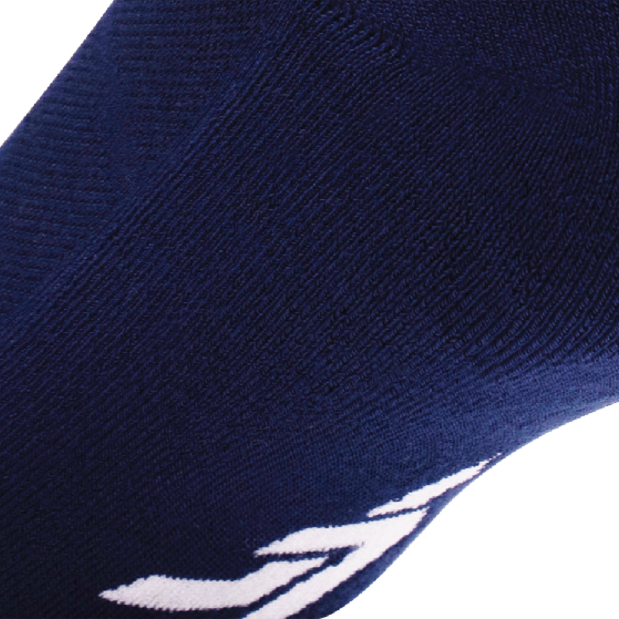 Close up view of cushion padding of Lightfeet Comfort Navy Crew Socks