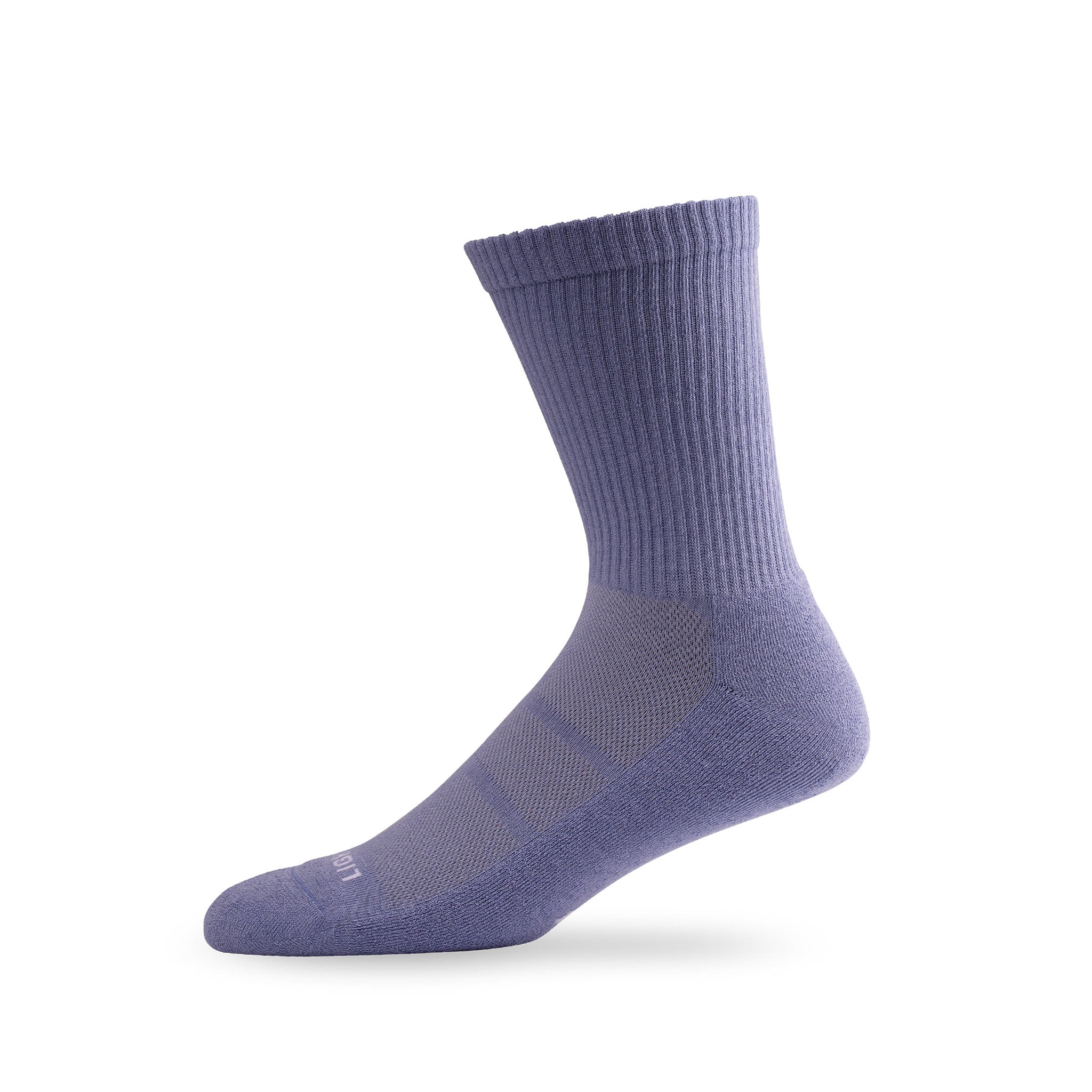 Side view of Lightfeet Comfort Purple Crew Socks