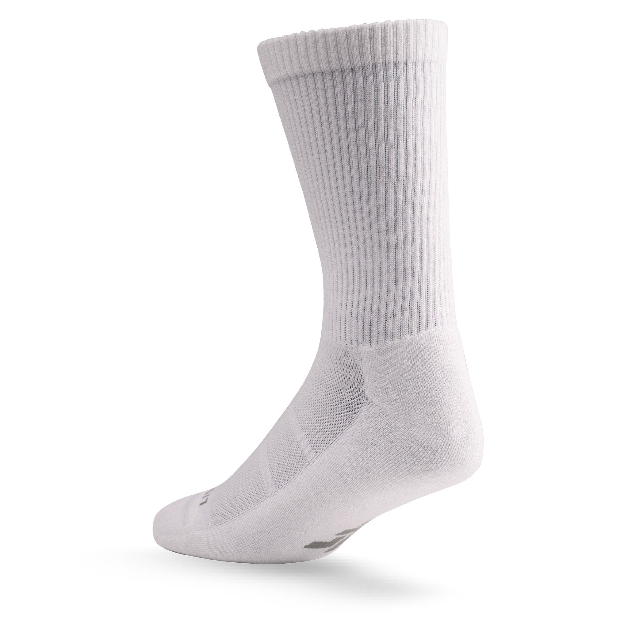 Heel view of Lightfeet Comfort White Crew Socks