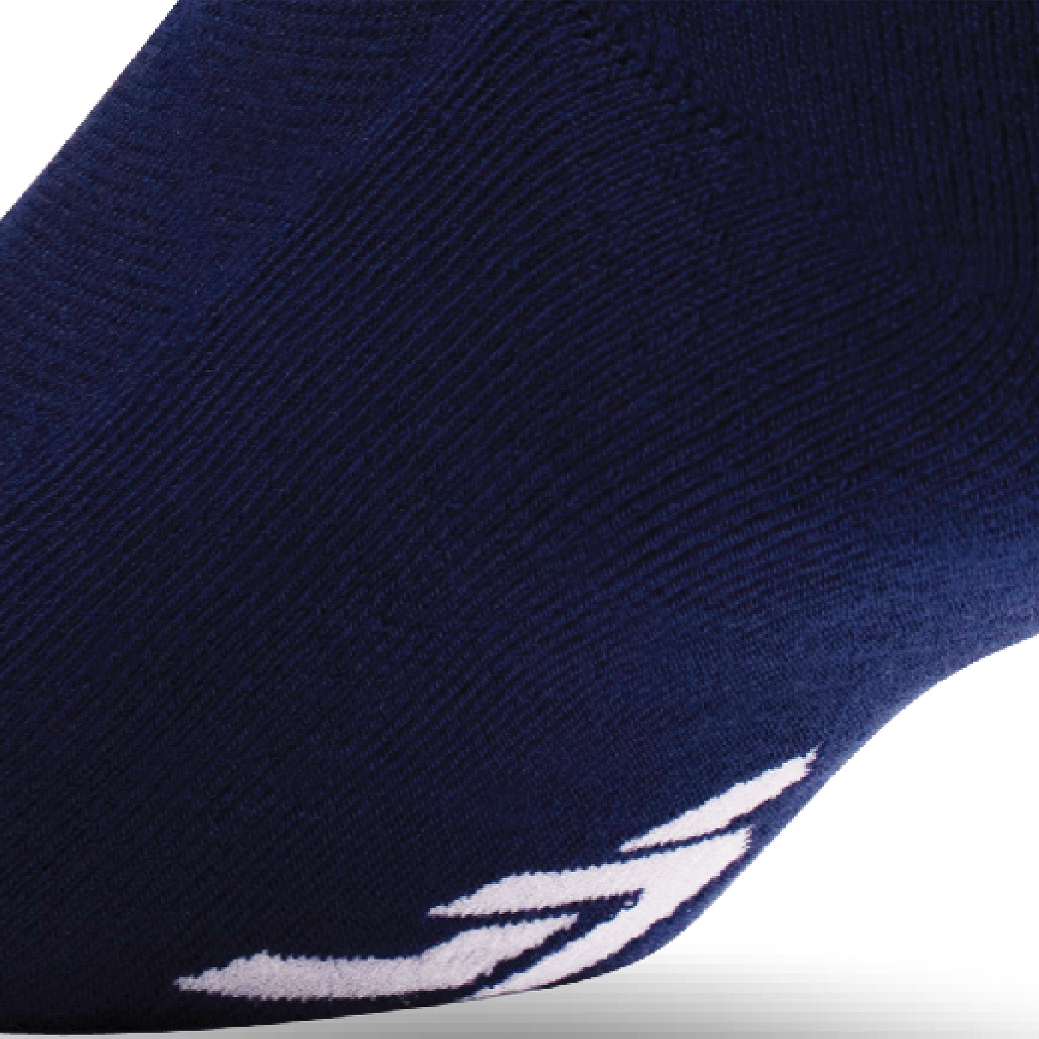 Close up view of cushion padding of Lightfeet Comfort Navy Quarter Socks