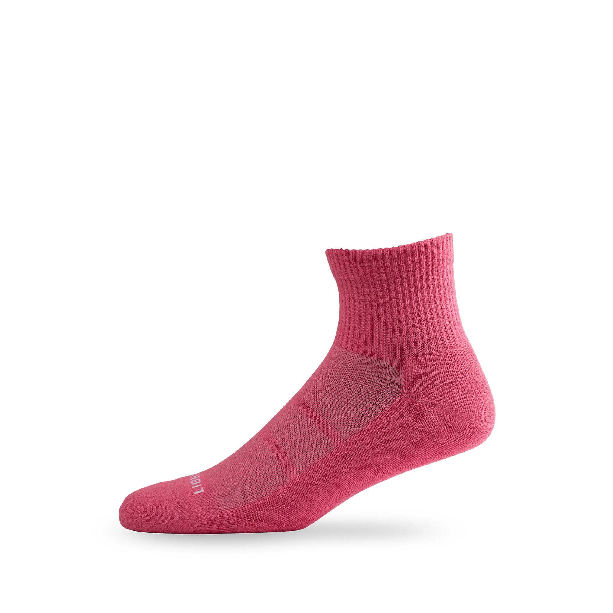 Side view of Lightfeet Comfort Pink Quarter Socks