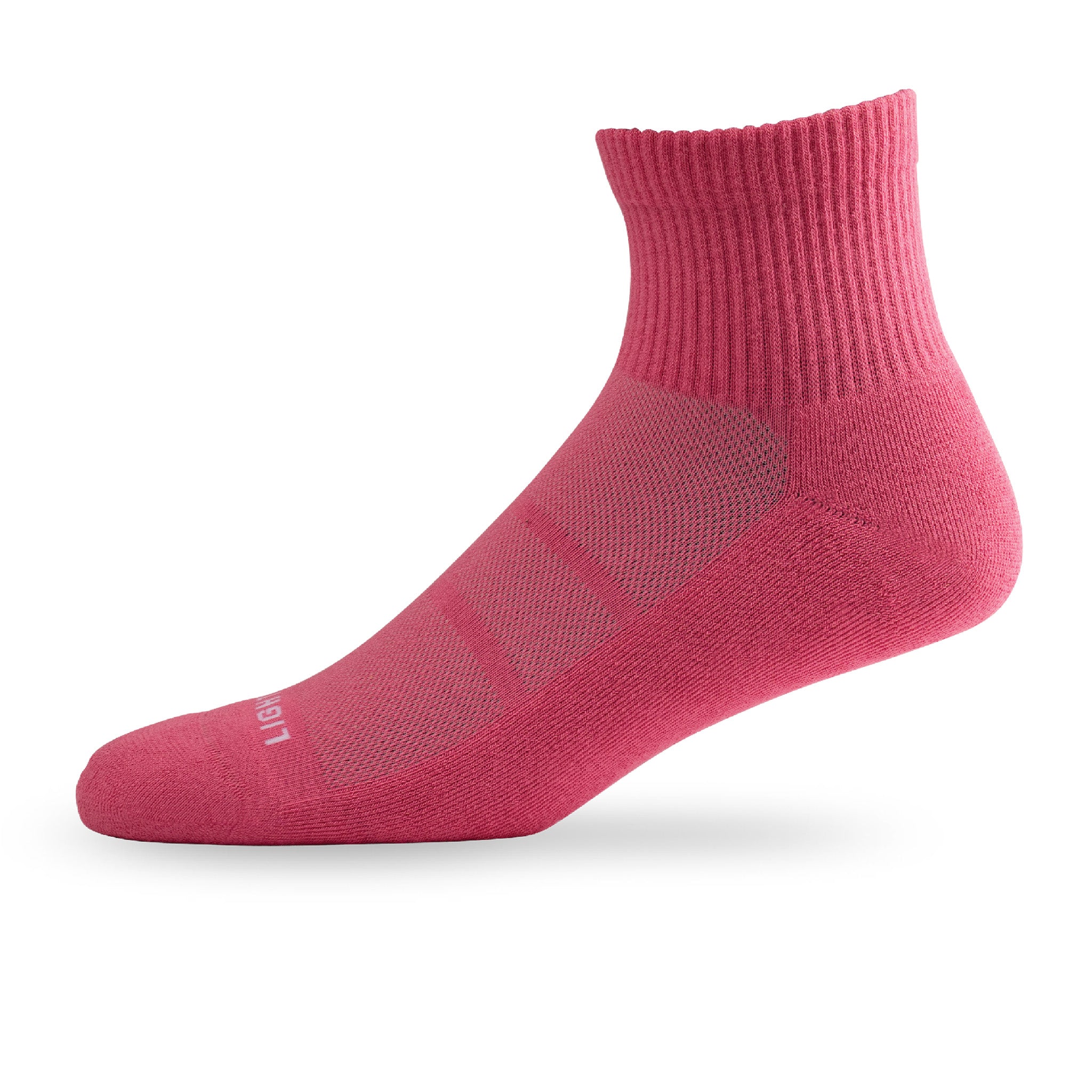 Side view of Lightfeet Comfort Pink Quarter Socks