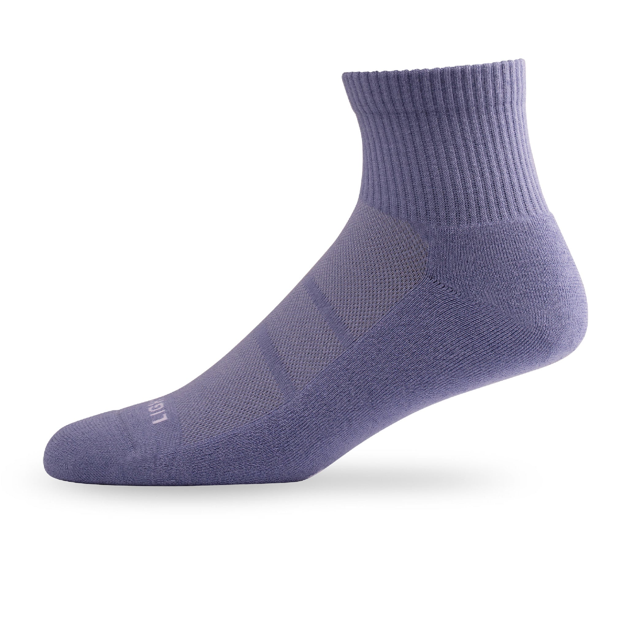Side view of Lightfeet Comfort Purple Quarter Socks