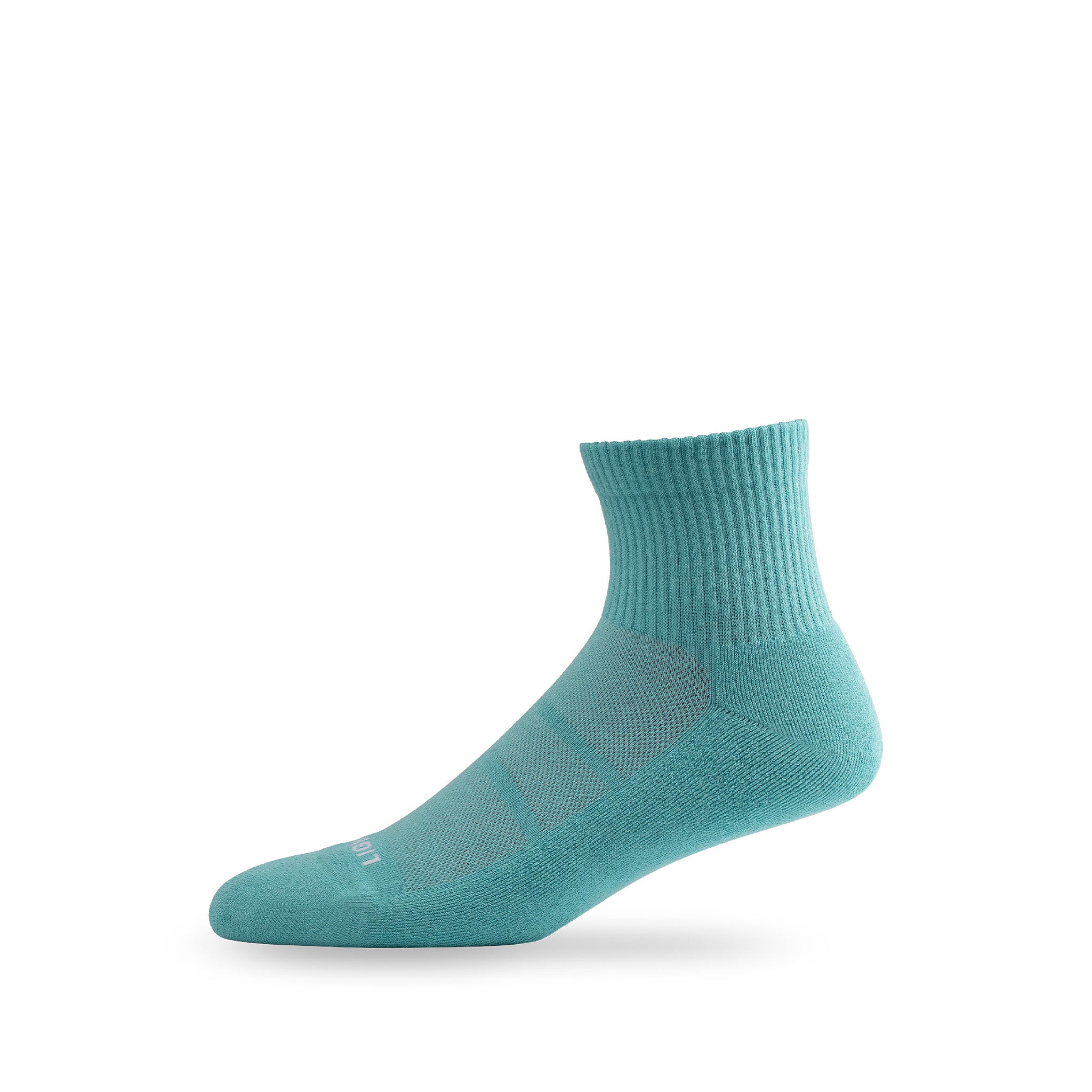 Side view of Lightfeet Comfort Teal Quarter Socks