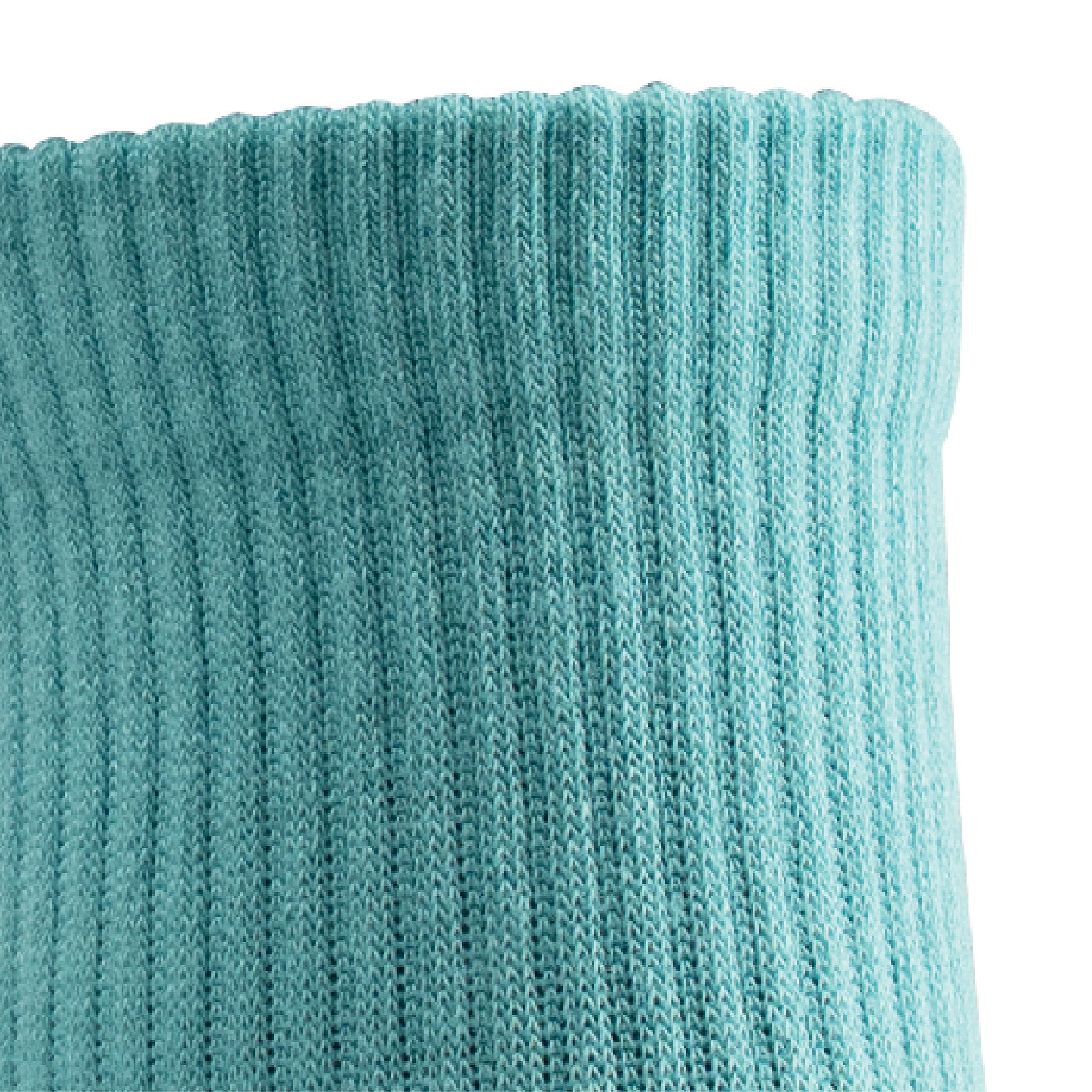 Close up view of cuff of Lightfeet Comfort Teal Quarter Socks