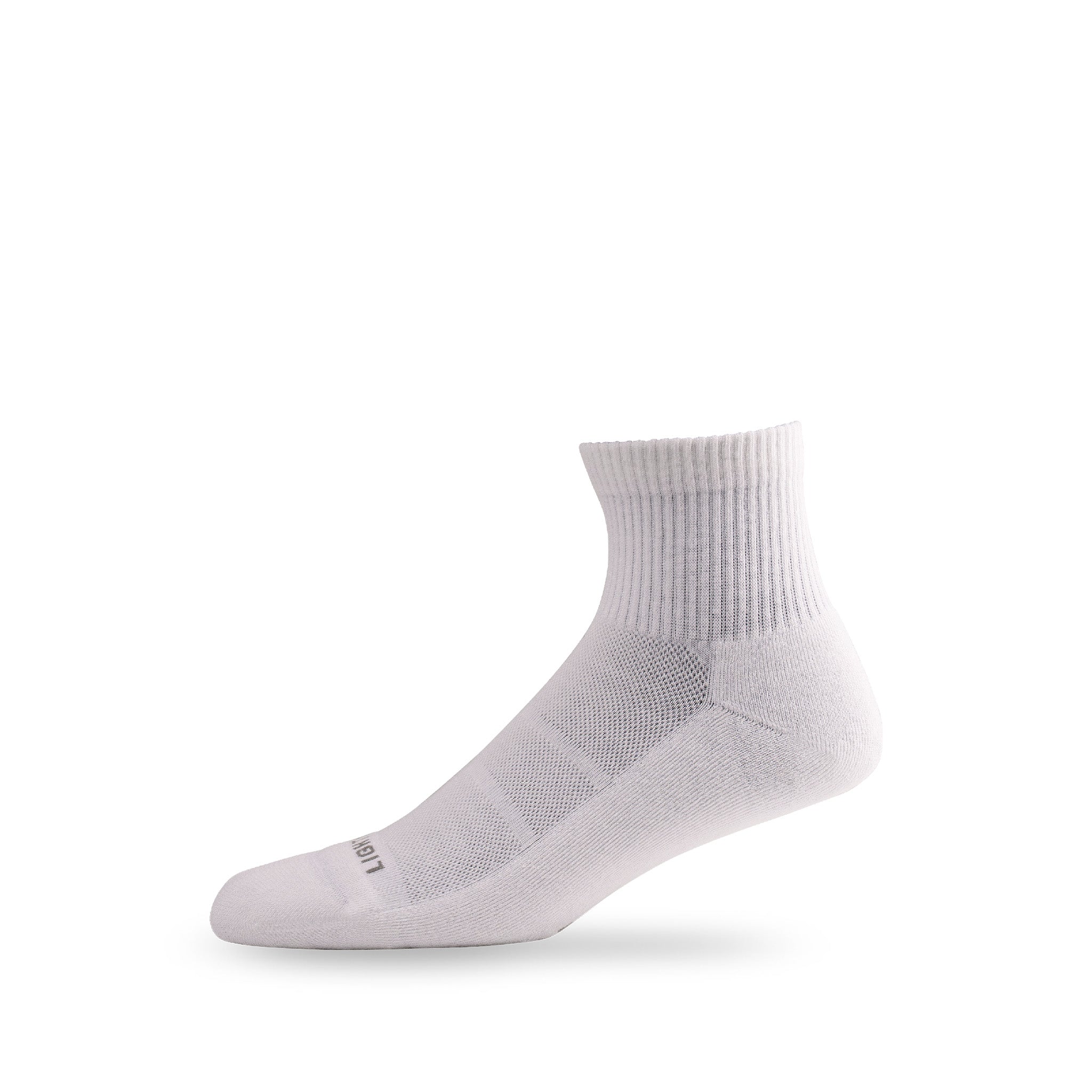 Side view of Lightfeet Comfort White Quarter Socks