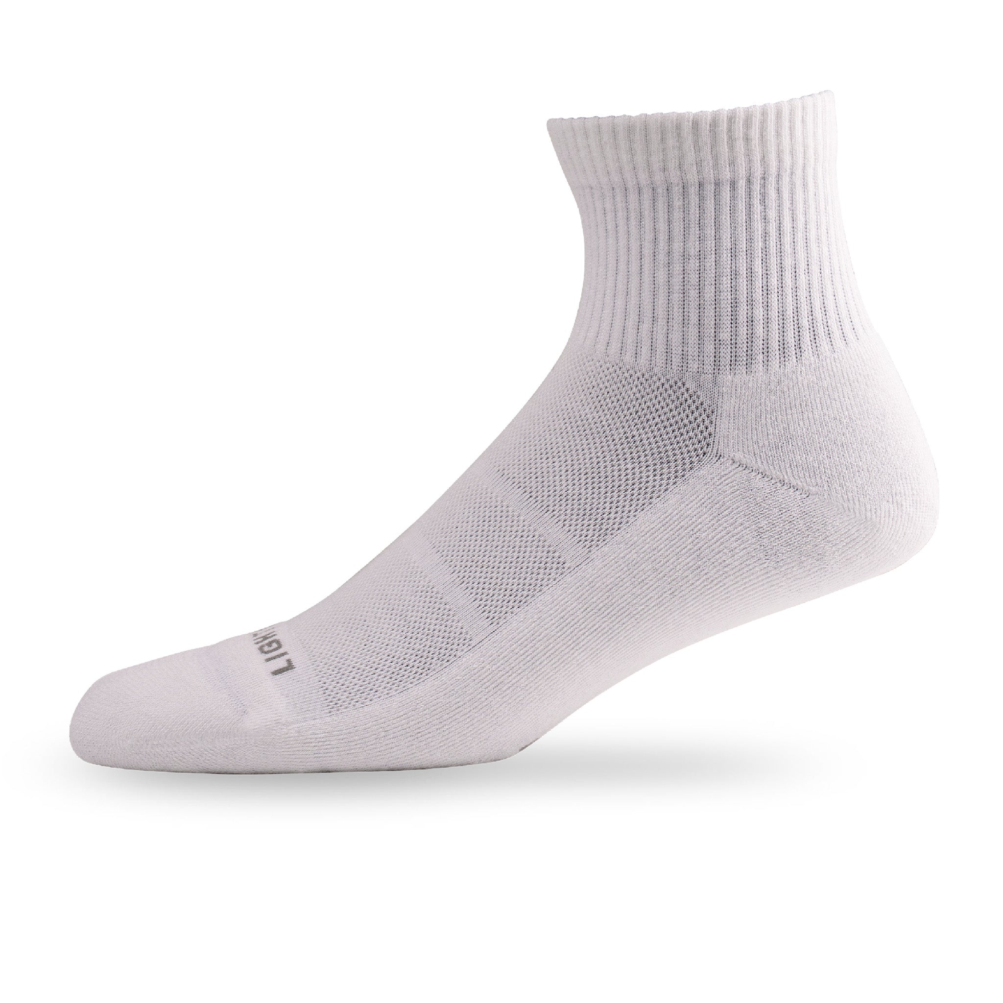 Side view of Lightfeet Comfort White Quarter Socks