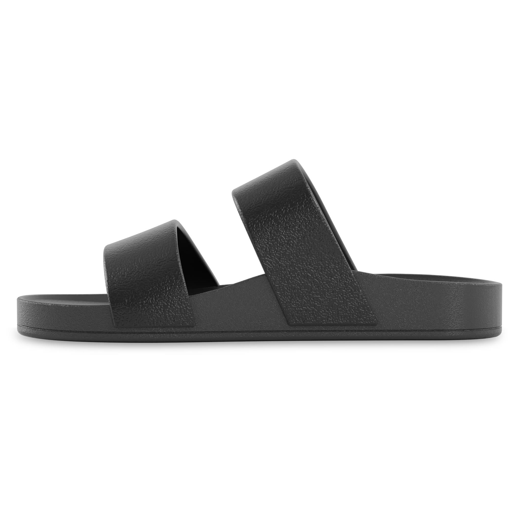 Medial side view of black Lightfeet Double Strap Slide