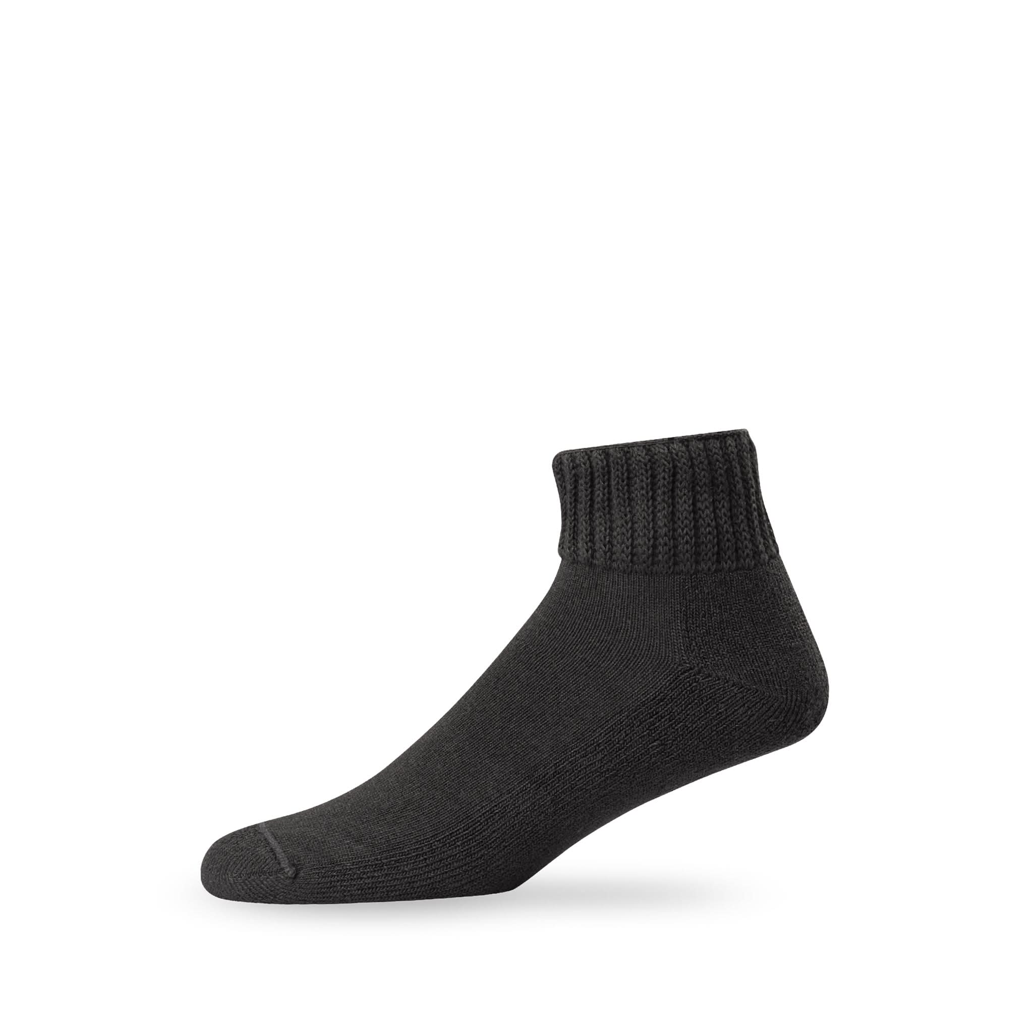 Side view of Lightfeet Diabetes Black Mini Crew Sock