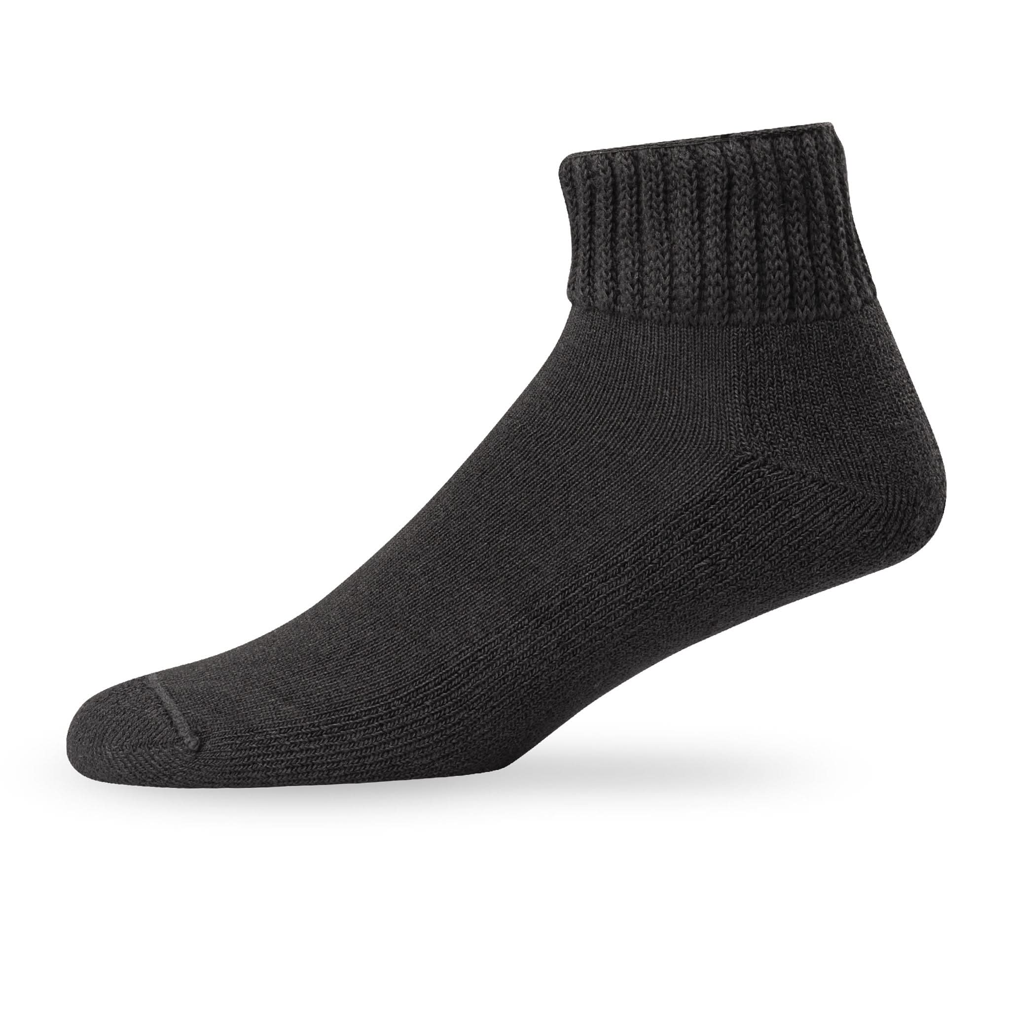 Side view of Lightfeet Diabetes Black Mini Crew Sock