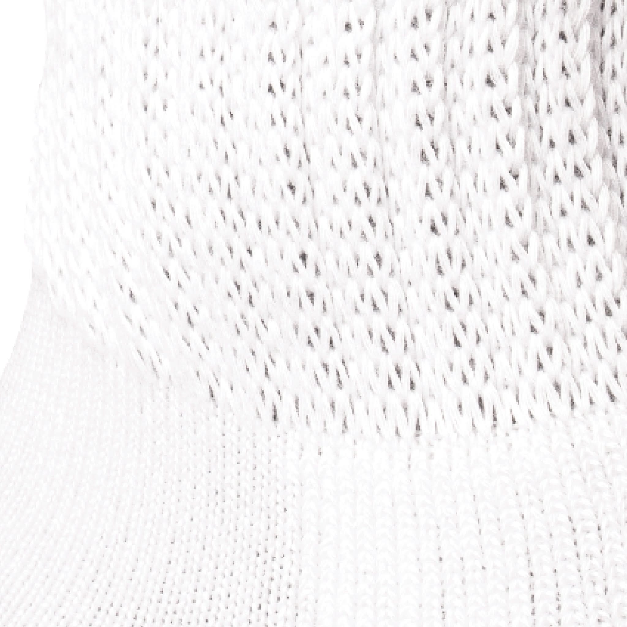 Close up view of loose ribbed cuff of Lightfeet Diabetes White Crew Sock