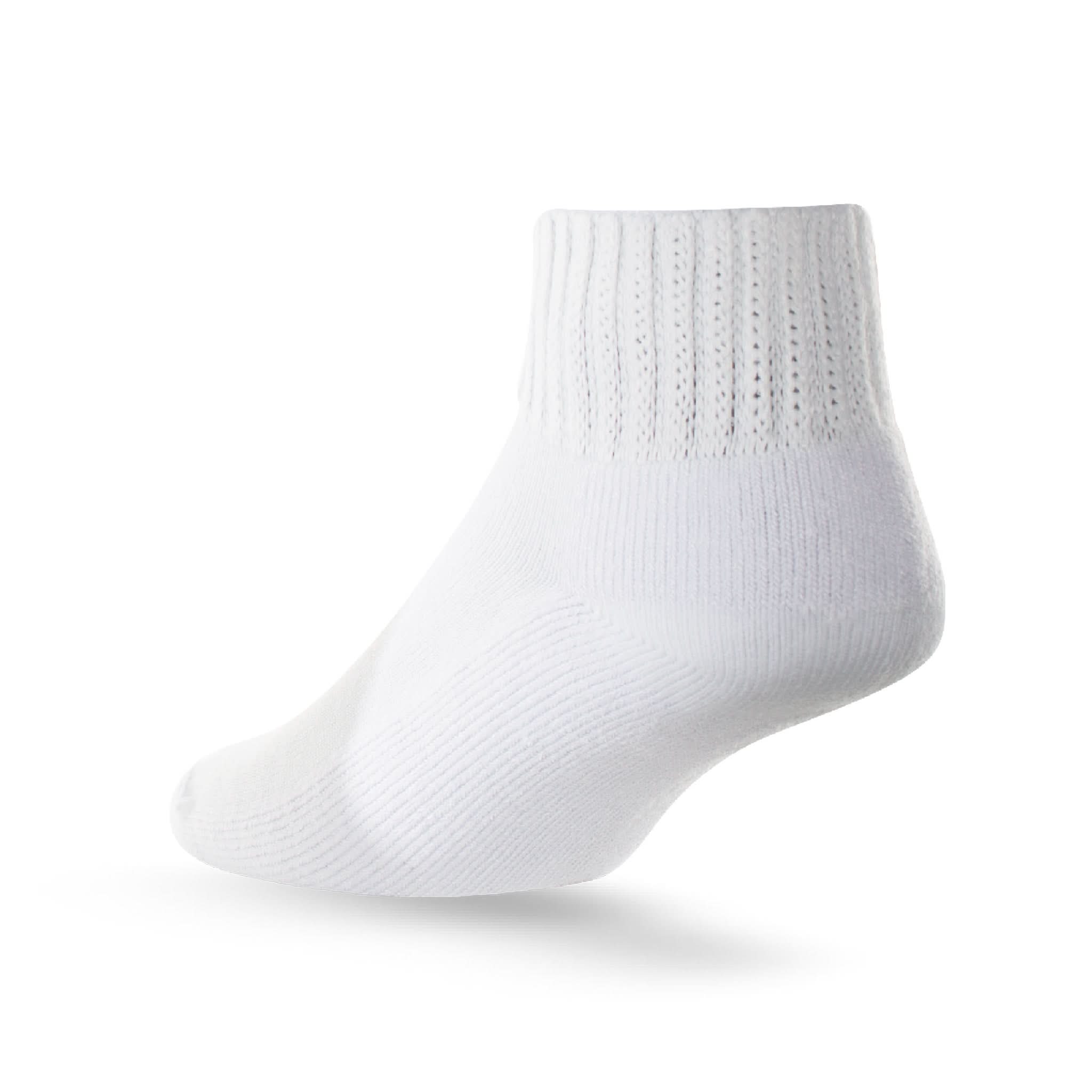 Heel view of Lightfeet Diabetes White Mini Crew Sock
