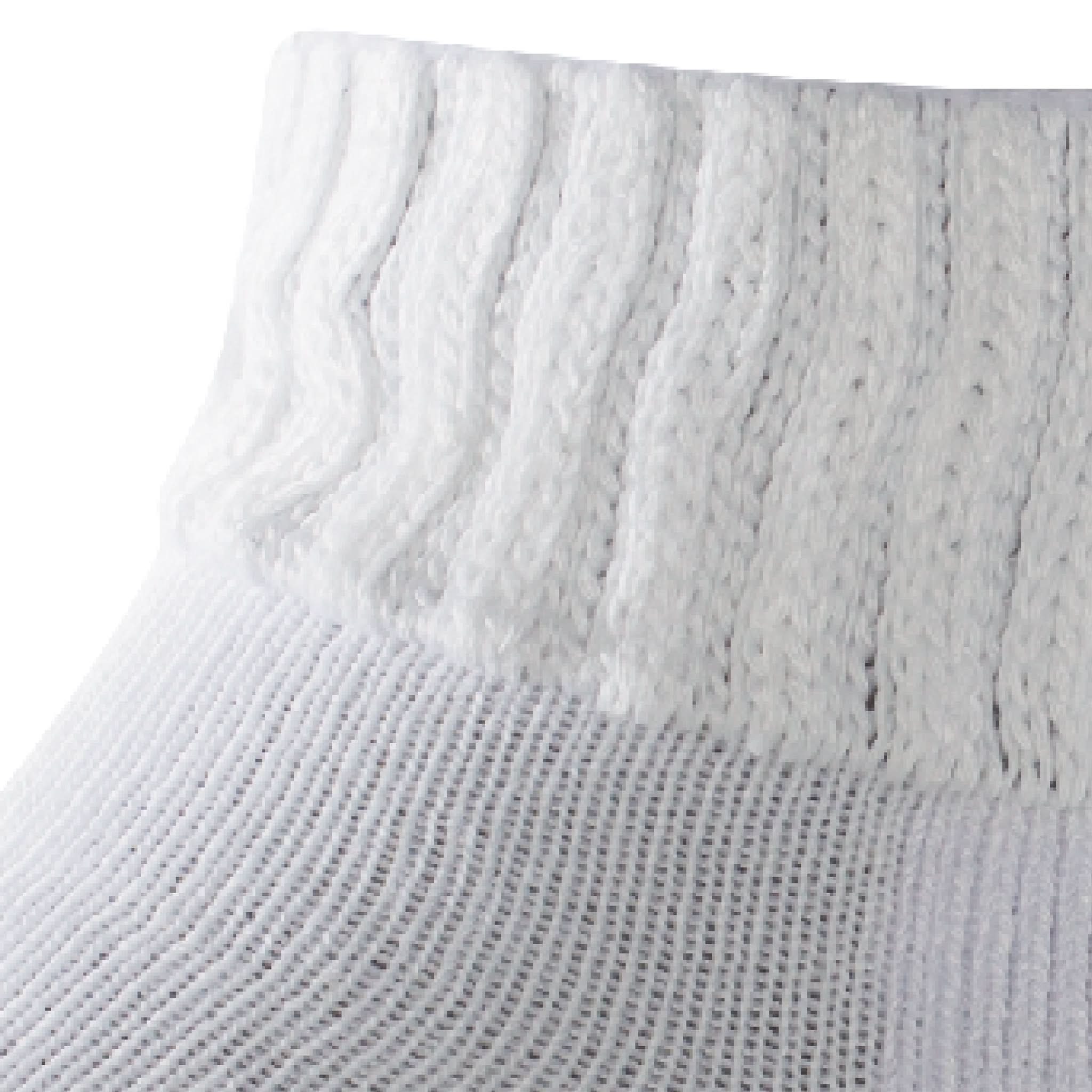 Close up view of mesh on Lightfeet Diabetes White Mini Crew Sock