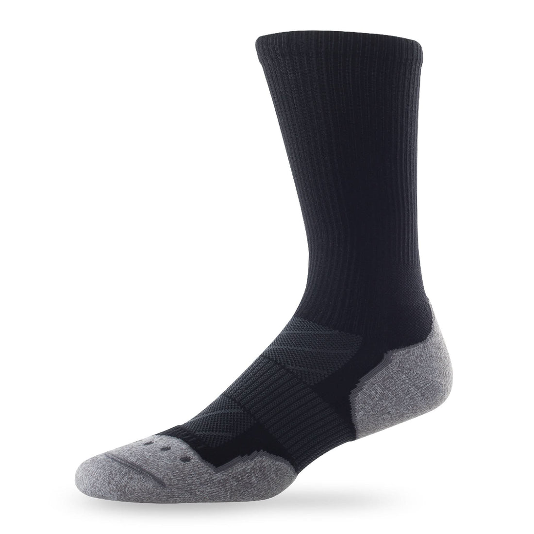 Side view of Lightfeet Evolution Black Crew Performance Running Sock