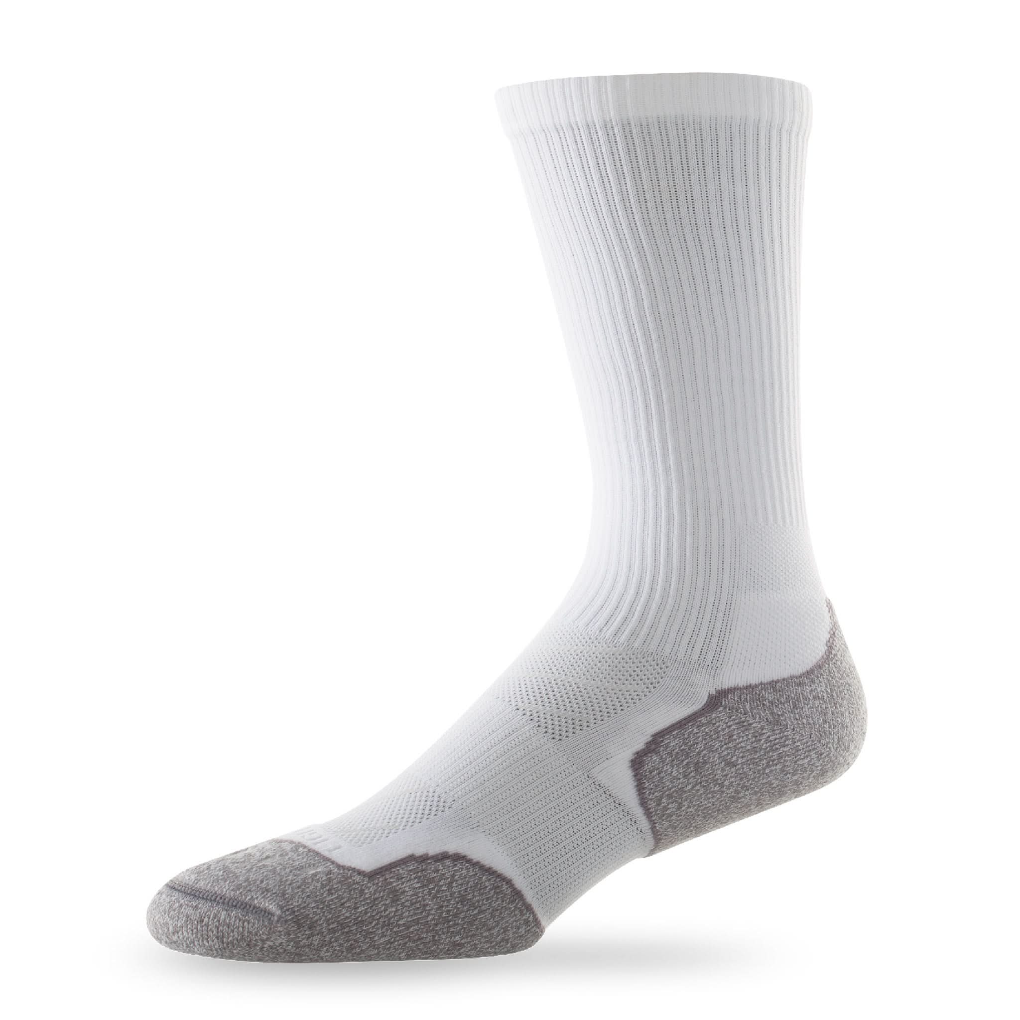 Side view of Lightfeet Evolution White Crew Performance Running Sock