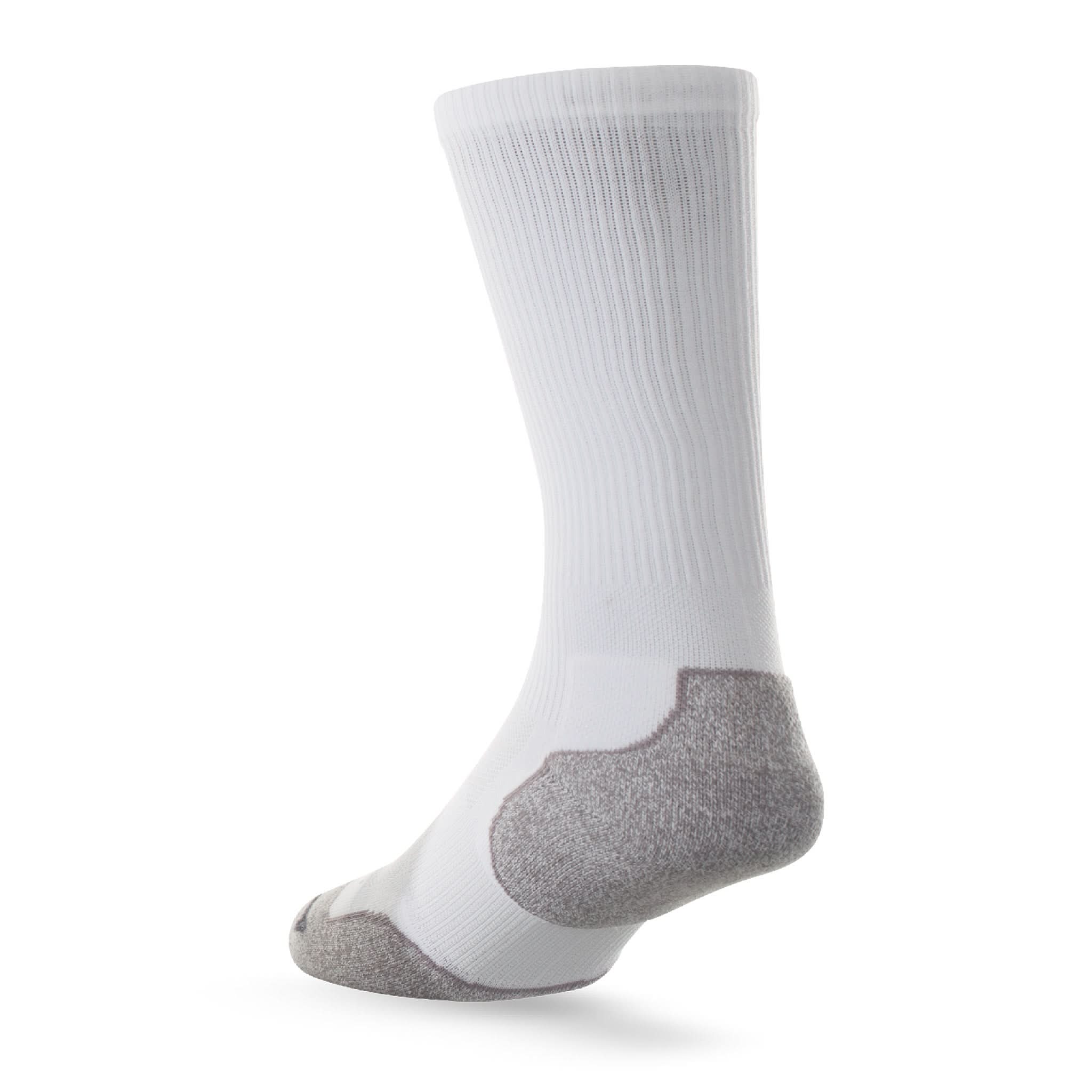 Heel view of Lightfeet Evolution White Crew Performance Running Sock