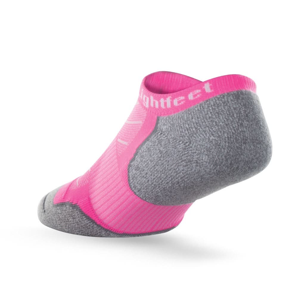 Heel view of Lightfeet Evolution Fluro Pink Mini Performance Running Sock