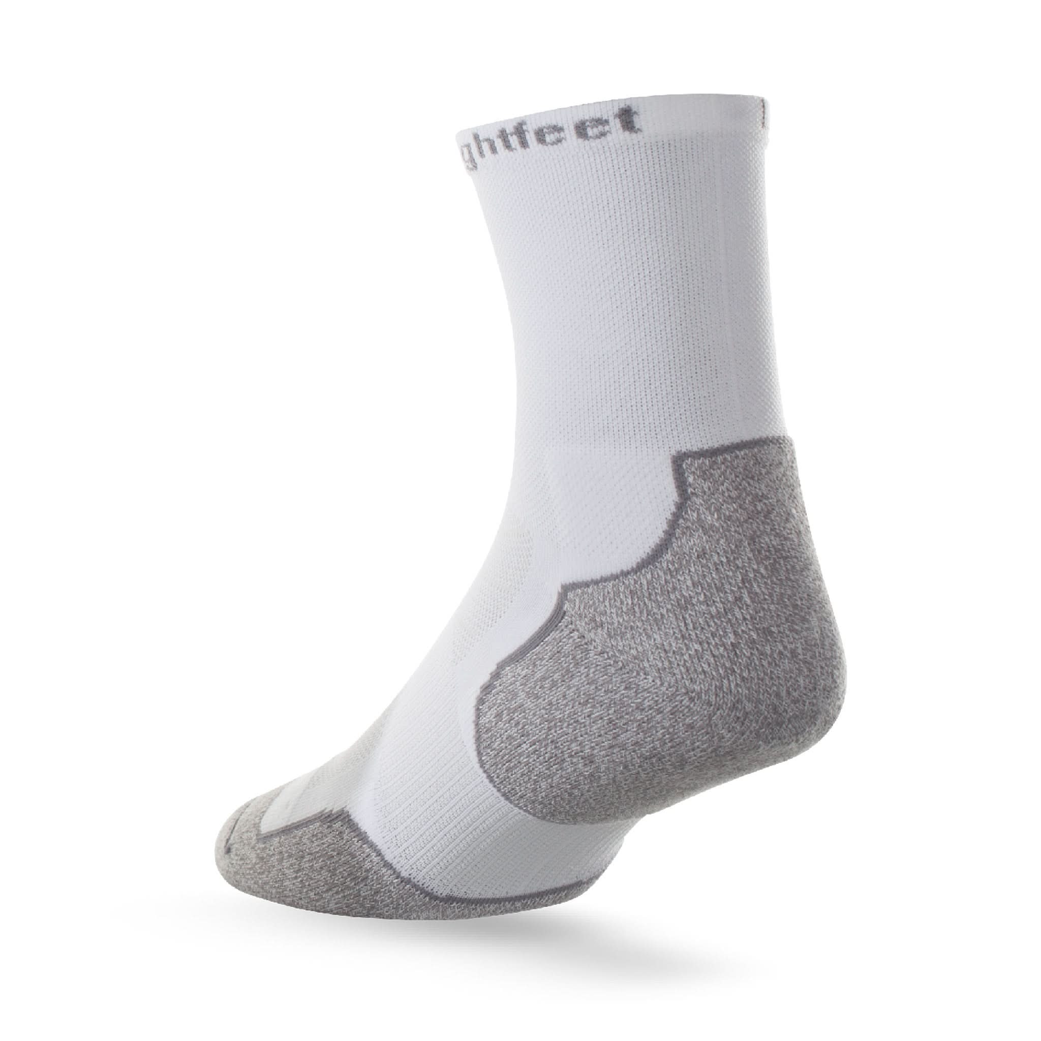 Heel view of Lightfeet Evolution White Half Crew Performance Running Sock
