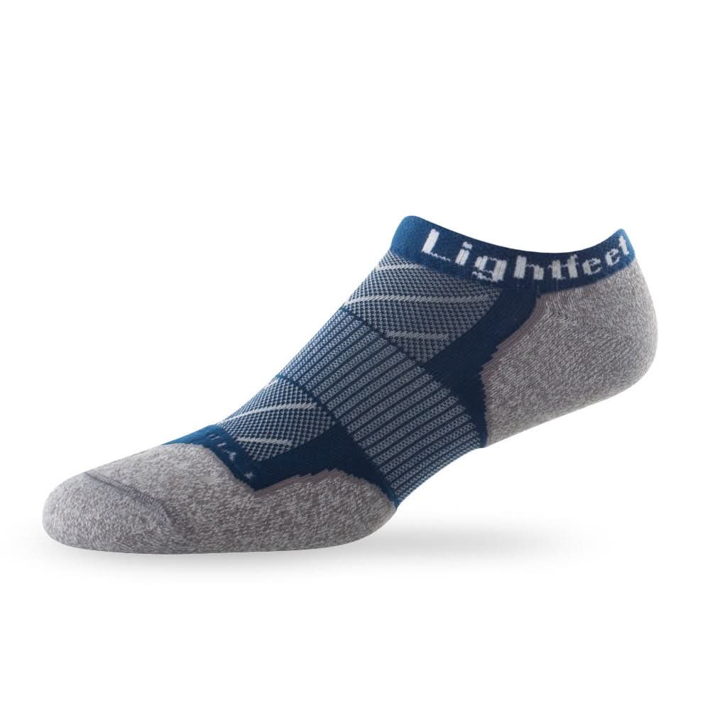 Side view of Lightfeet Evolution Navy Mini Performance Running Sock
