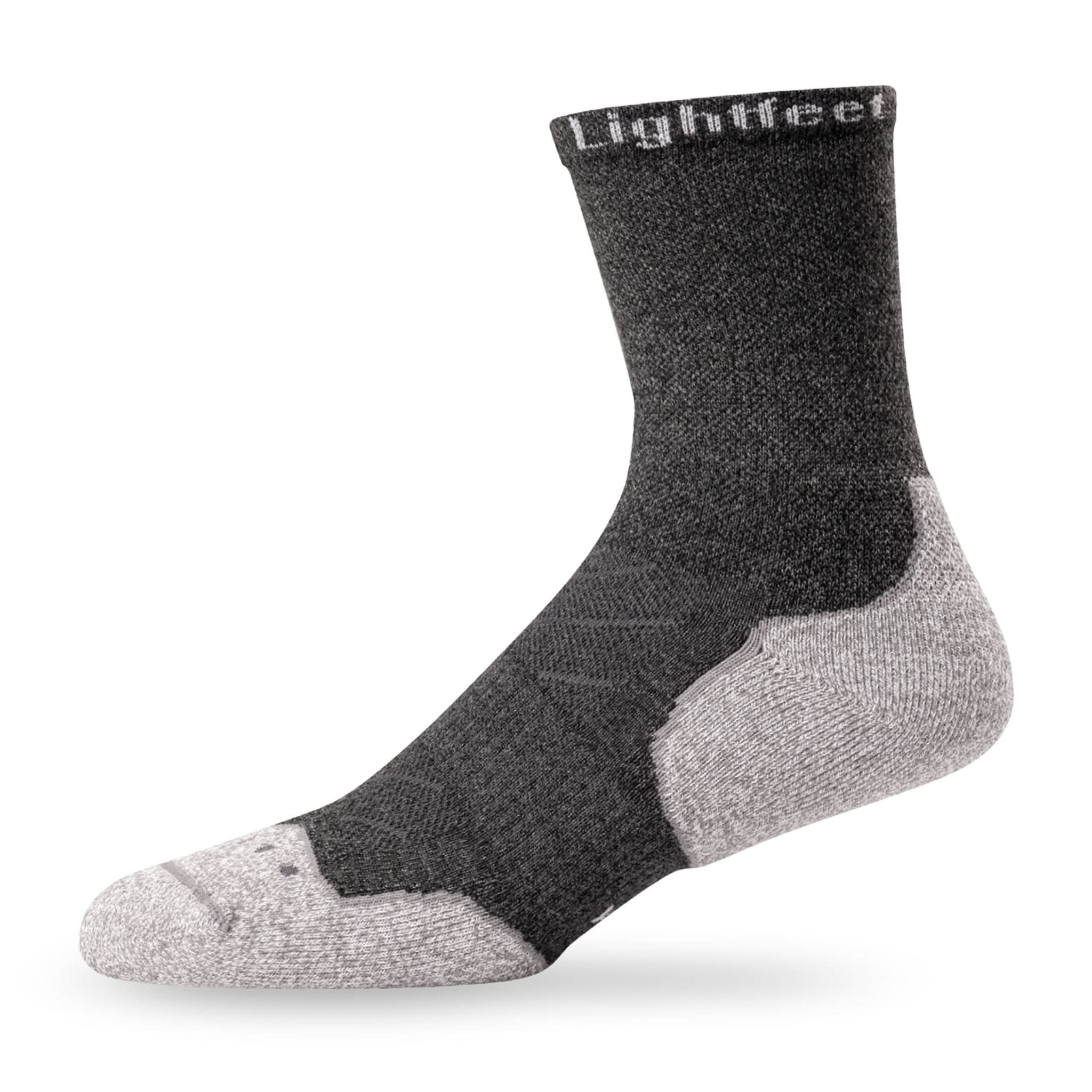 Side view of Lightfeet Evolution Trail Dark Grey Half Crew Performance Running Sock