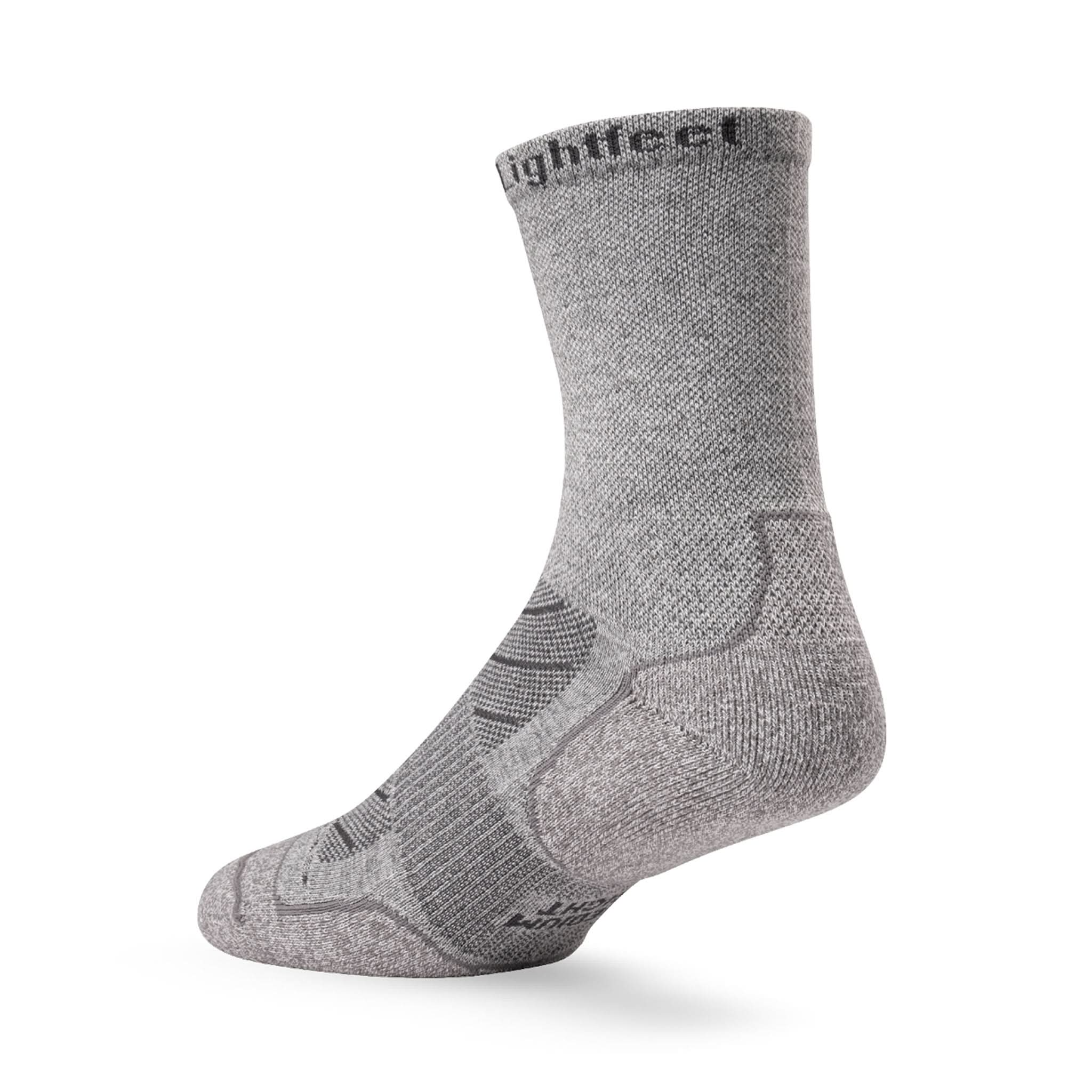 Heel view of Lightfeet Evolution Trail Light Grey Half Crew Performance Running Sock