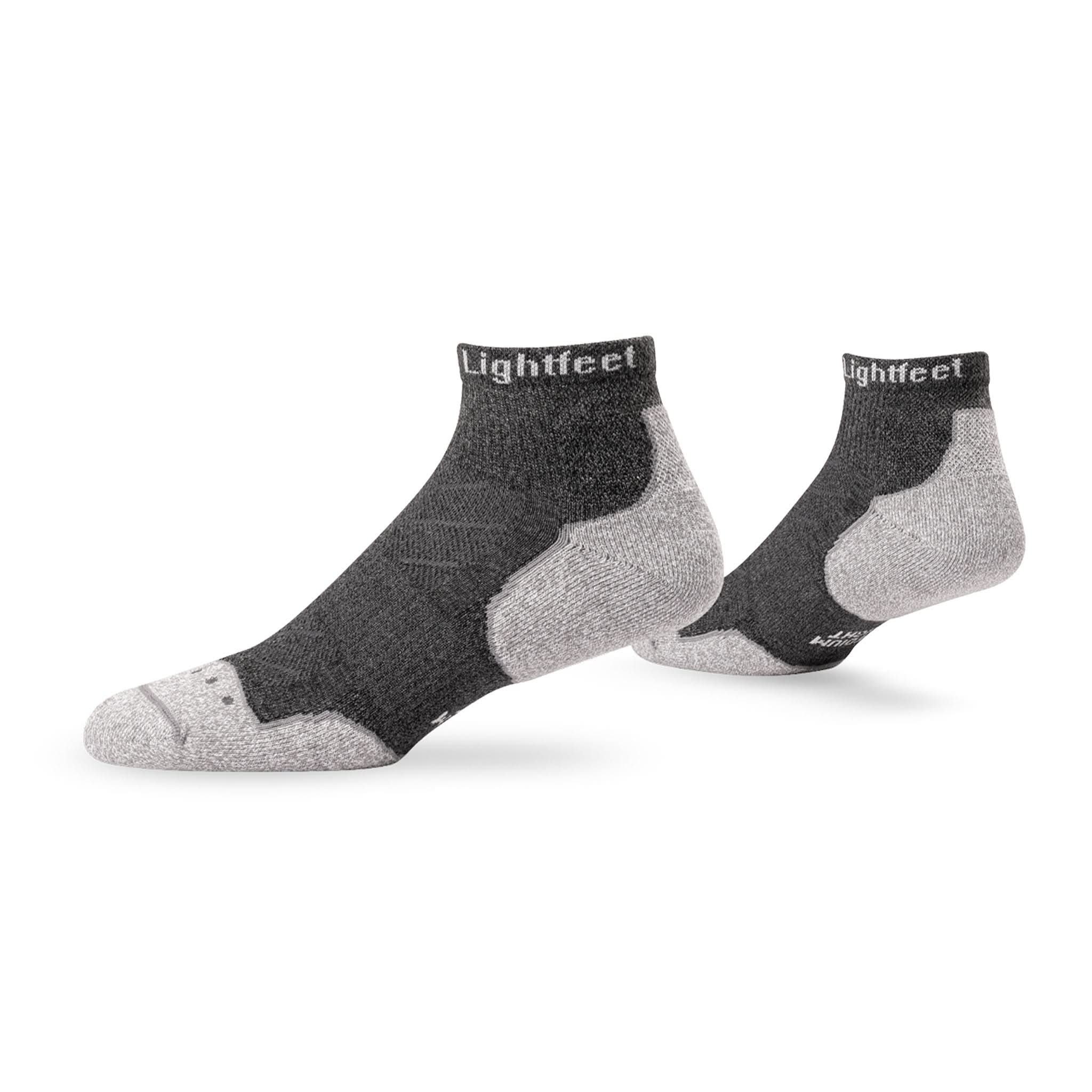 Pair of Lightfeet Evolution Trail Dark Grey Mini Crew Performance Running Socks