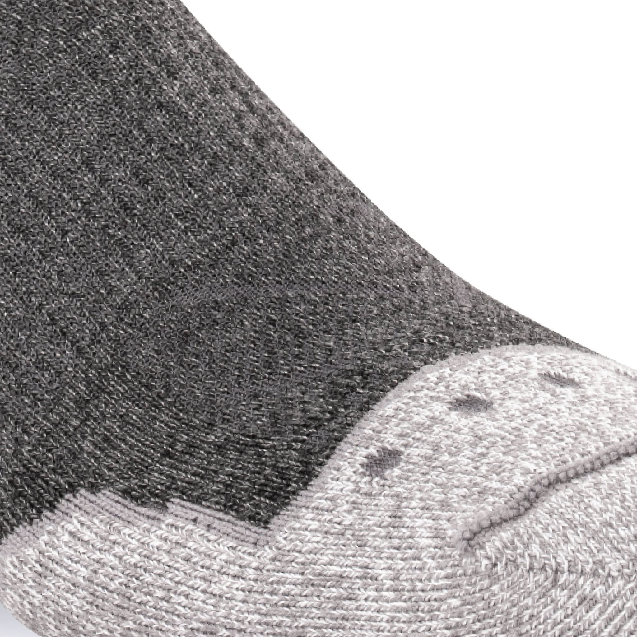 Close up view of air vents on Lightfeet Trail Dark Grey Half Crew Performance Running Sock