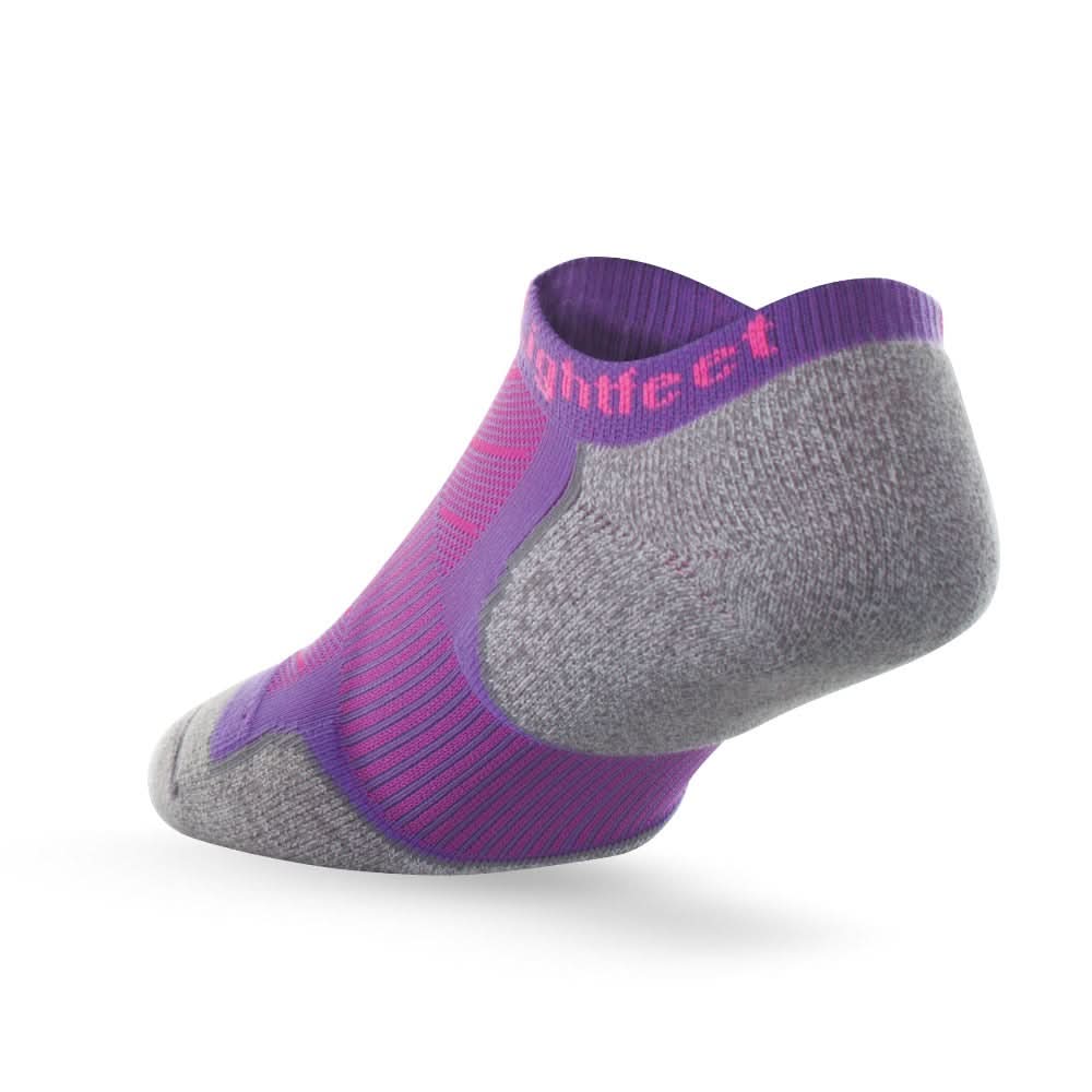 Heel view of Lightfeet Evolution Violet Fluro Pink Mini Performance Running Sock