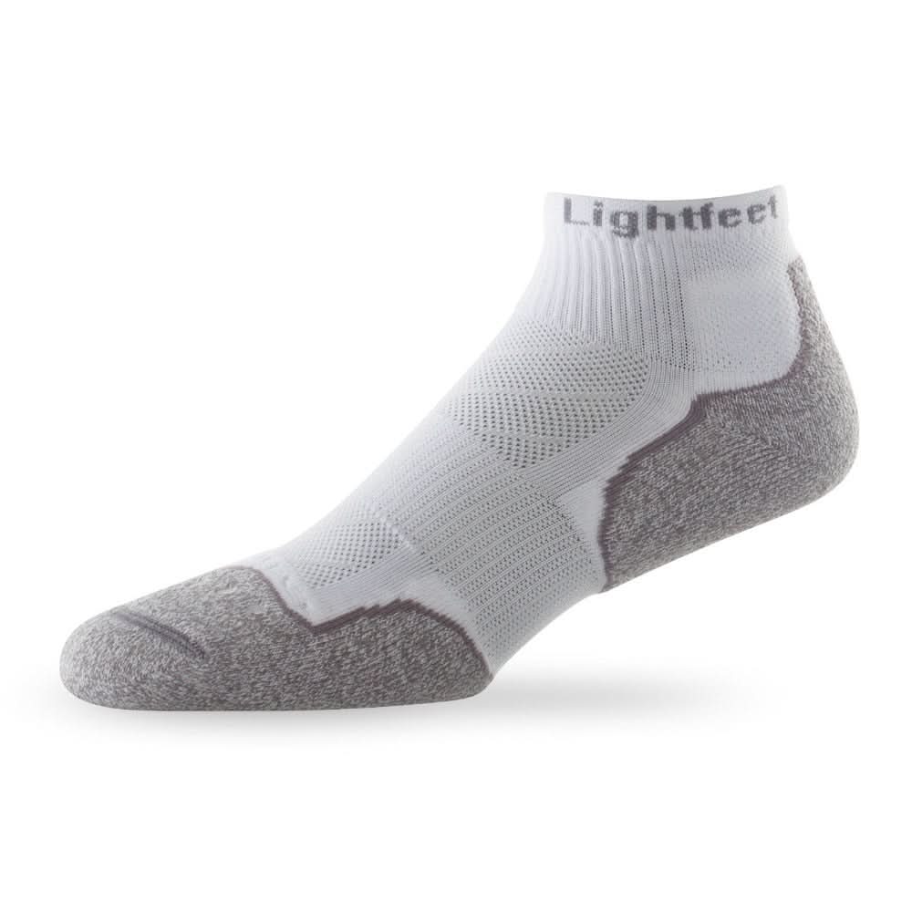 Side view of Lightfeet Evolution White Mini Crew Performance Running Sock