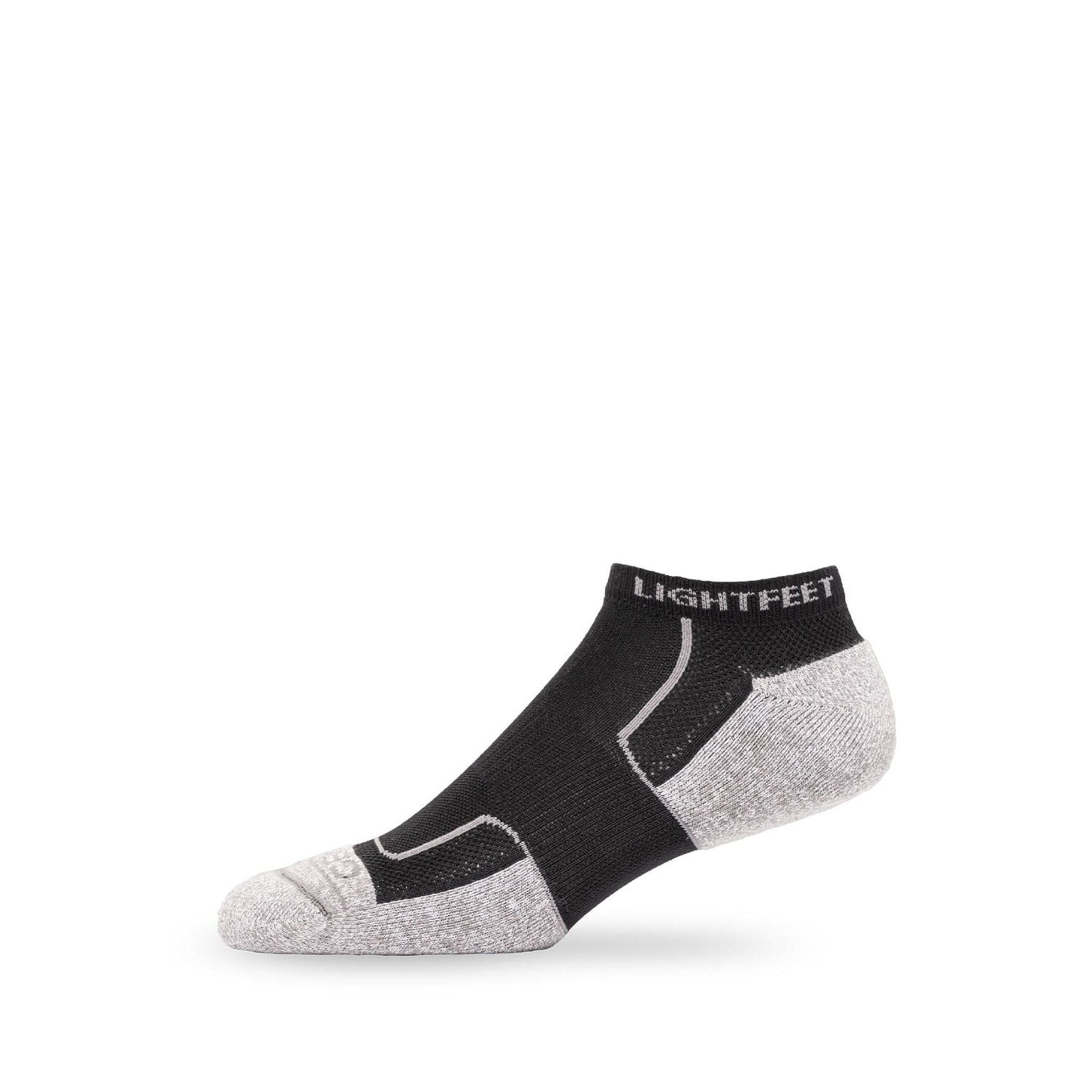 Side view of Lightfeet Genesis Kids Ankle Black Performance Sock
