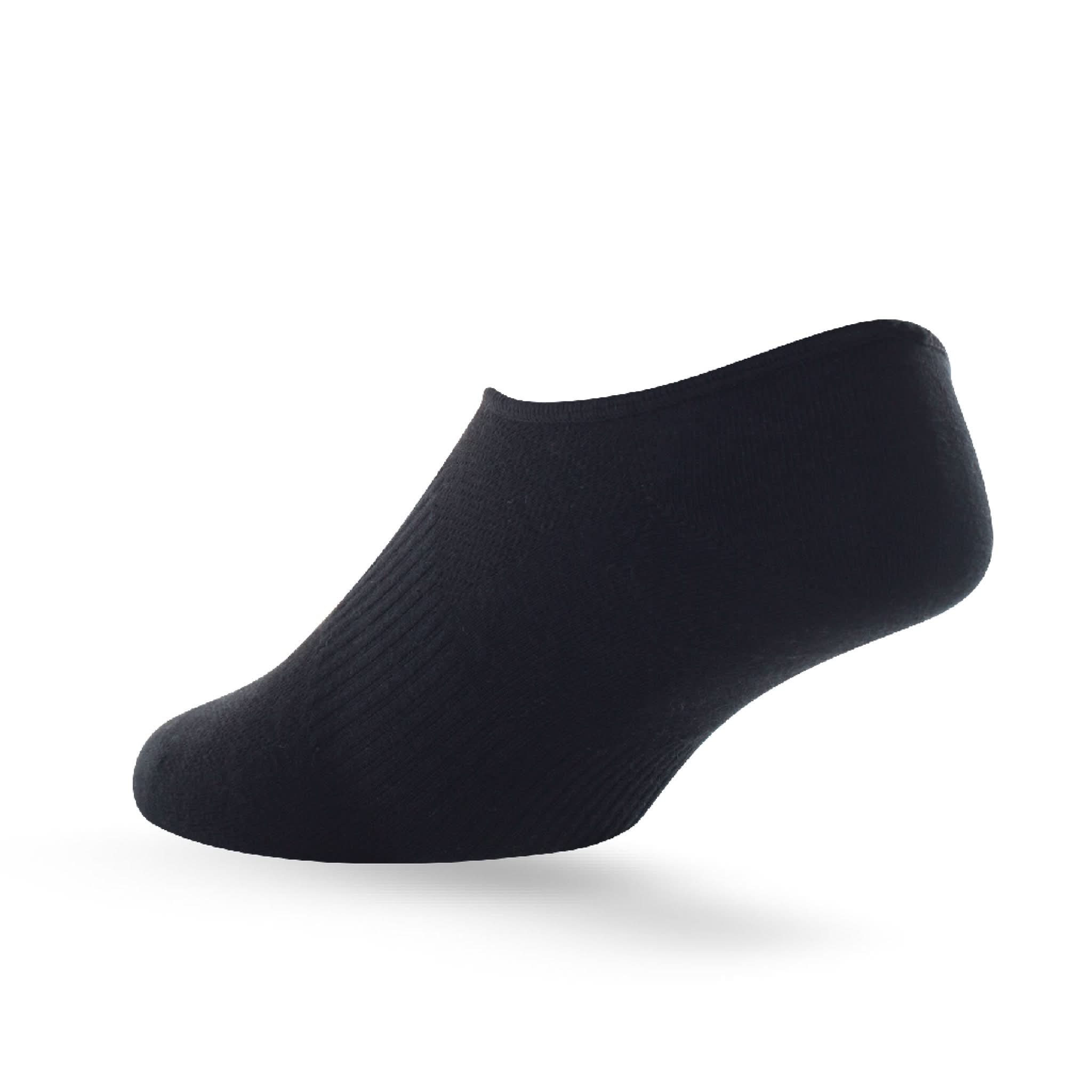 Heel view of Lightfeet Invisible Black No Show Sock