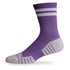Side view of Lightfeet Performance 2 Stripes Violet Half Crew Sock