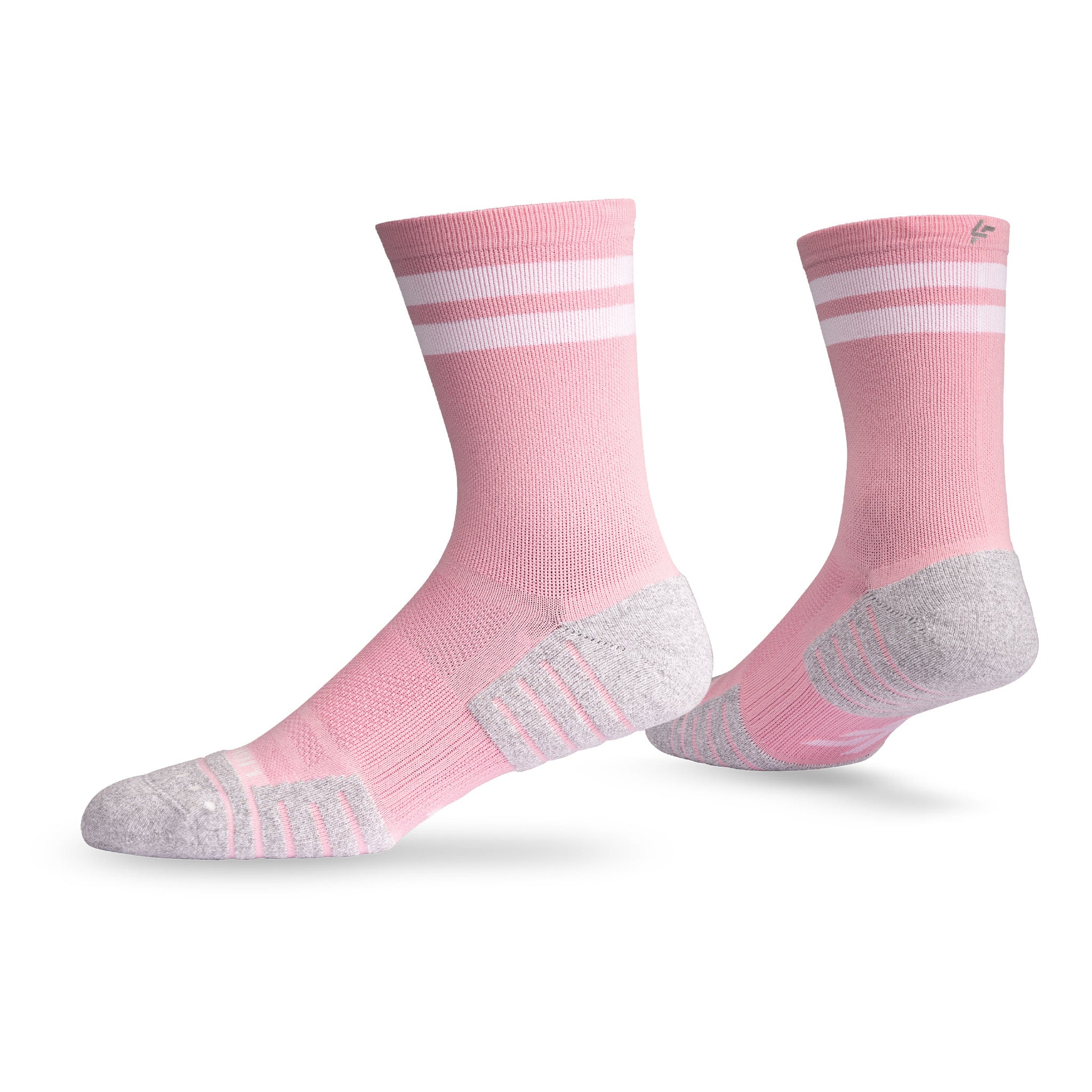 Pair of Lightfeet Performance 2 Stripes Soft Pink Half Crew Socks
