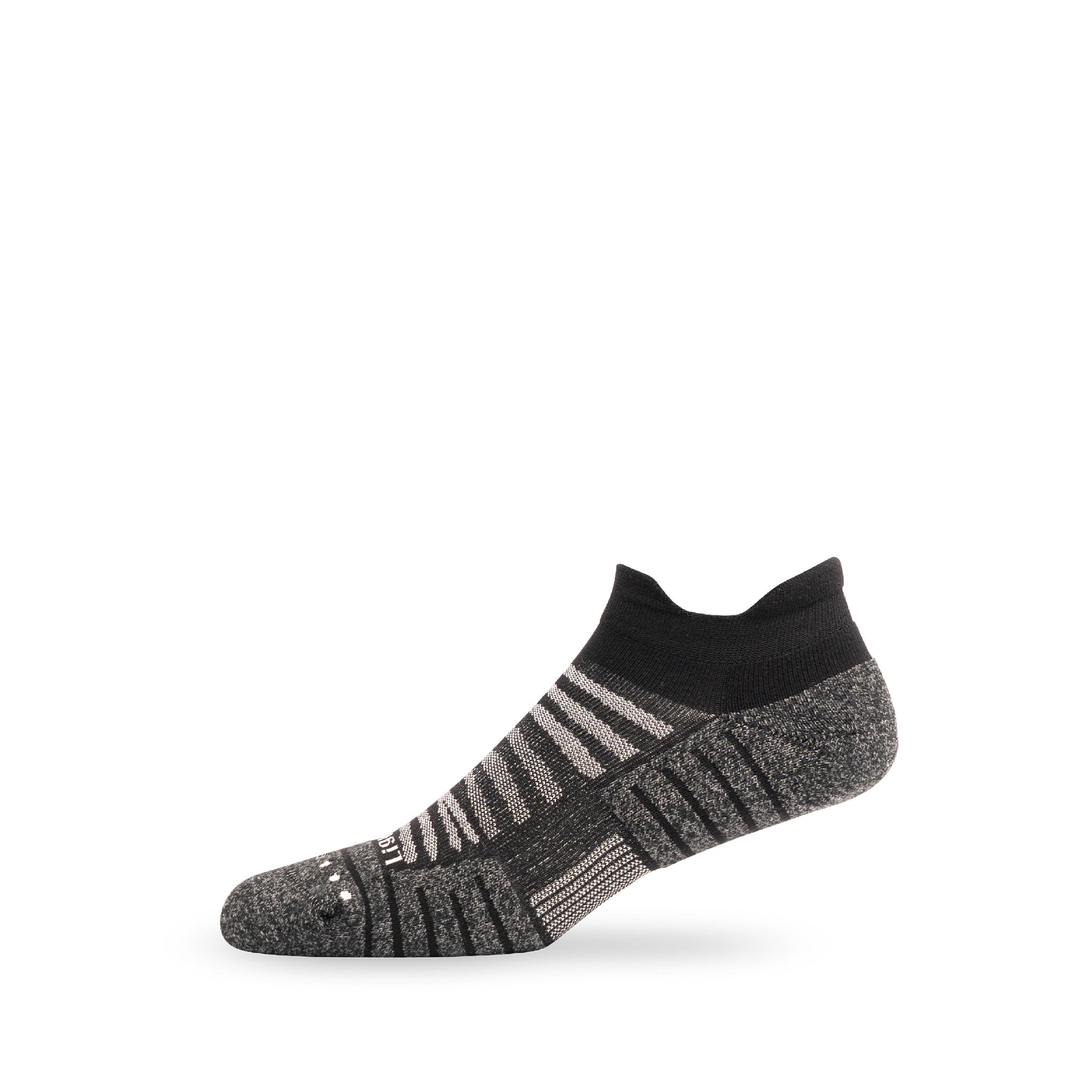 Side view of Lightfeet Performance Black Ankle Sock